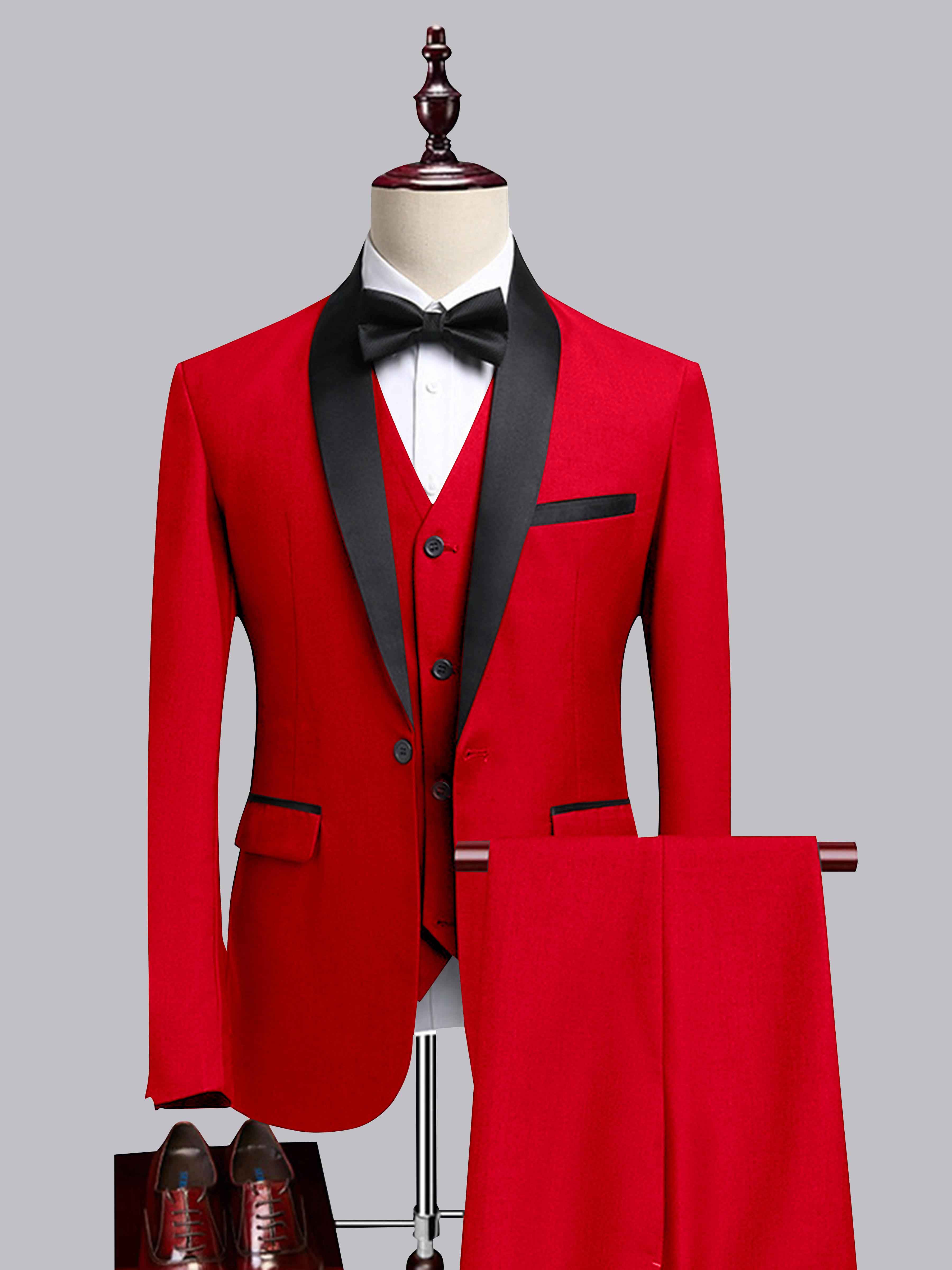 Costume Homme 3 Pièces À Bordure Contrastante Revers Châle Pour Mariage