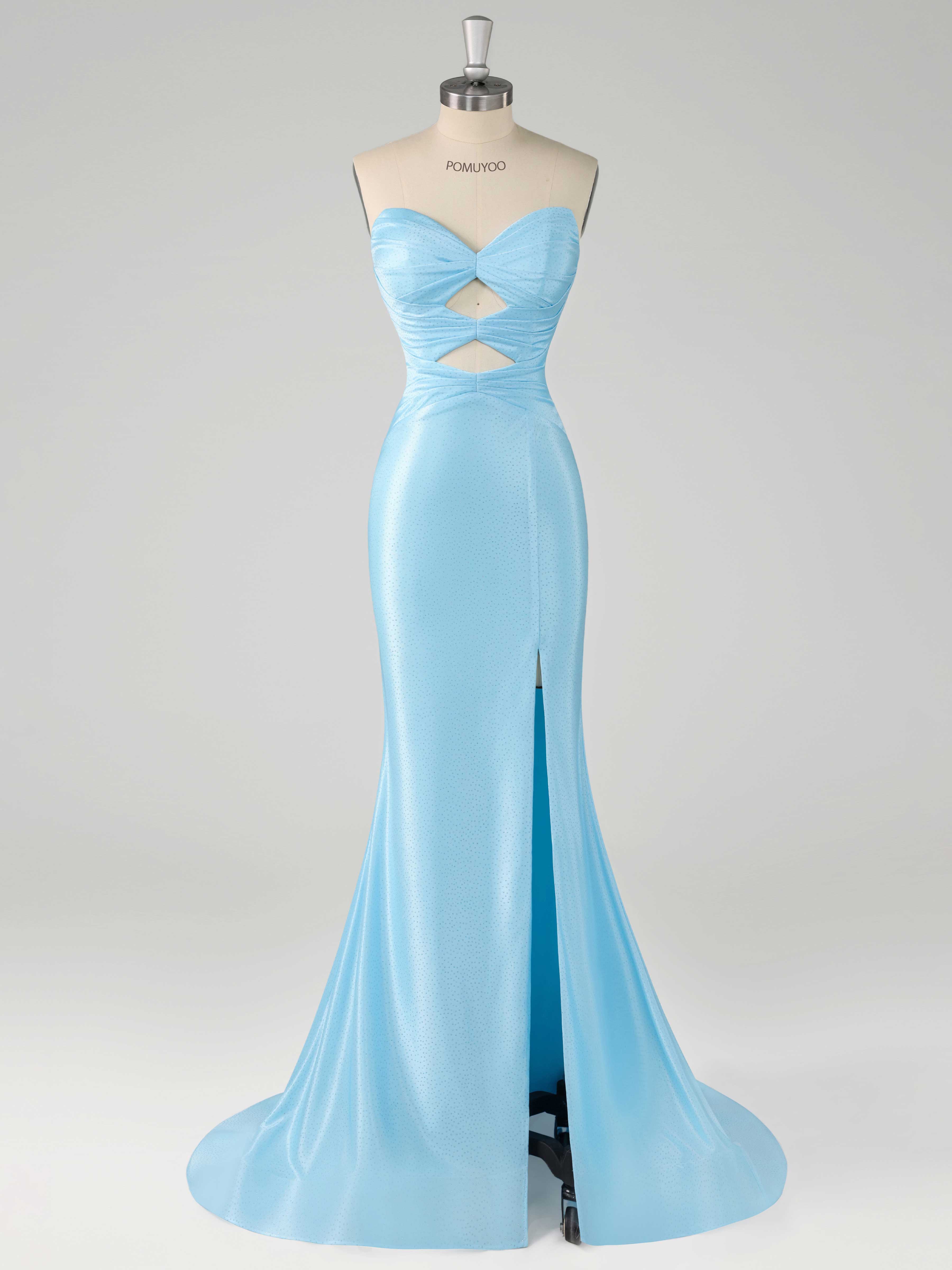 Robes De Bal À Magnifique Sirène Col En Coeur Traîne Balayage Perles Satin