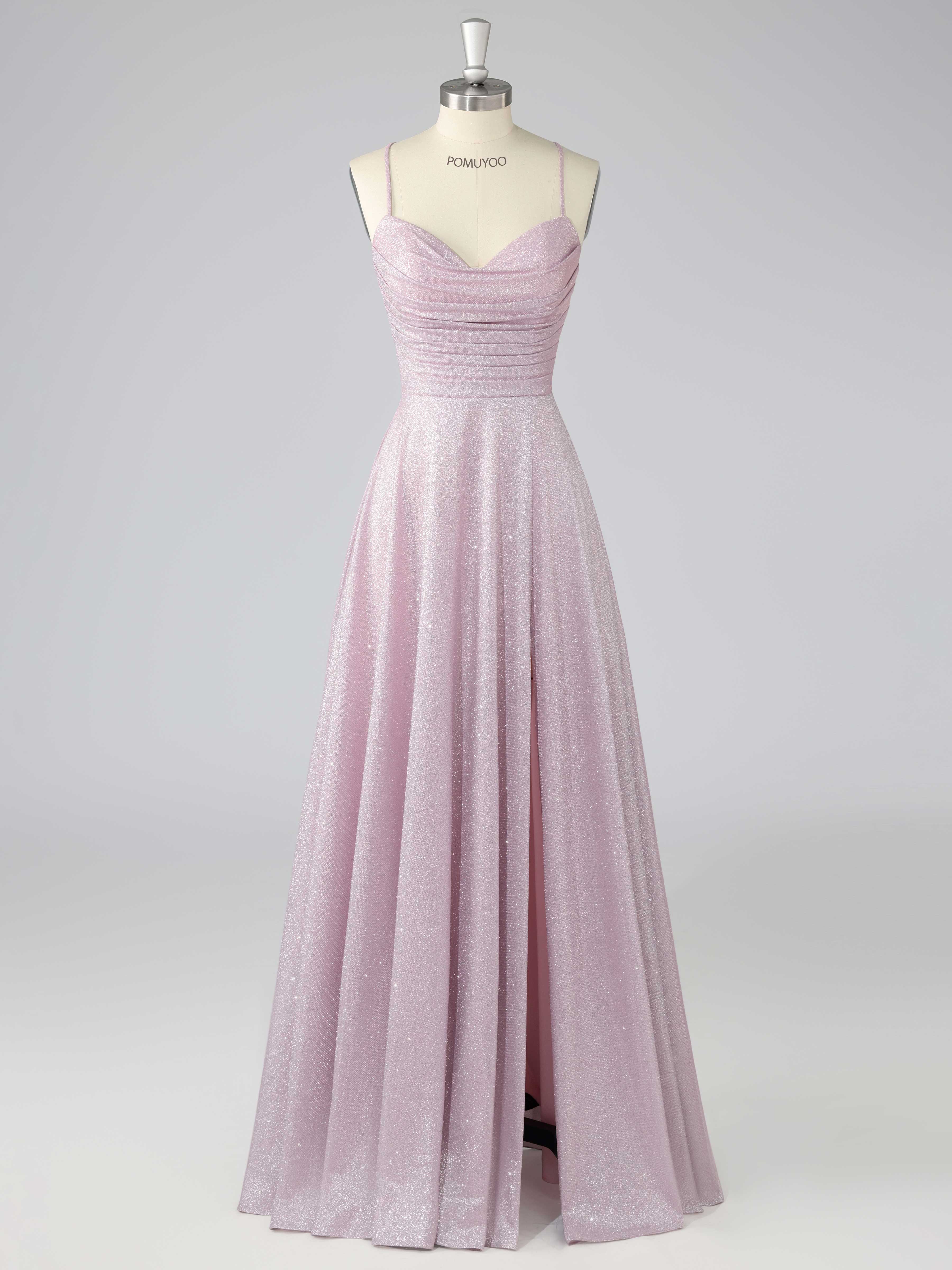 Robes De Bal À Rêveuse A-ligne Col Bénitier Bretelles Spaghetti Ruché Longue Paillettes