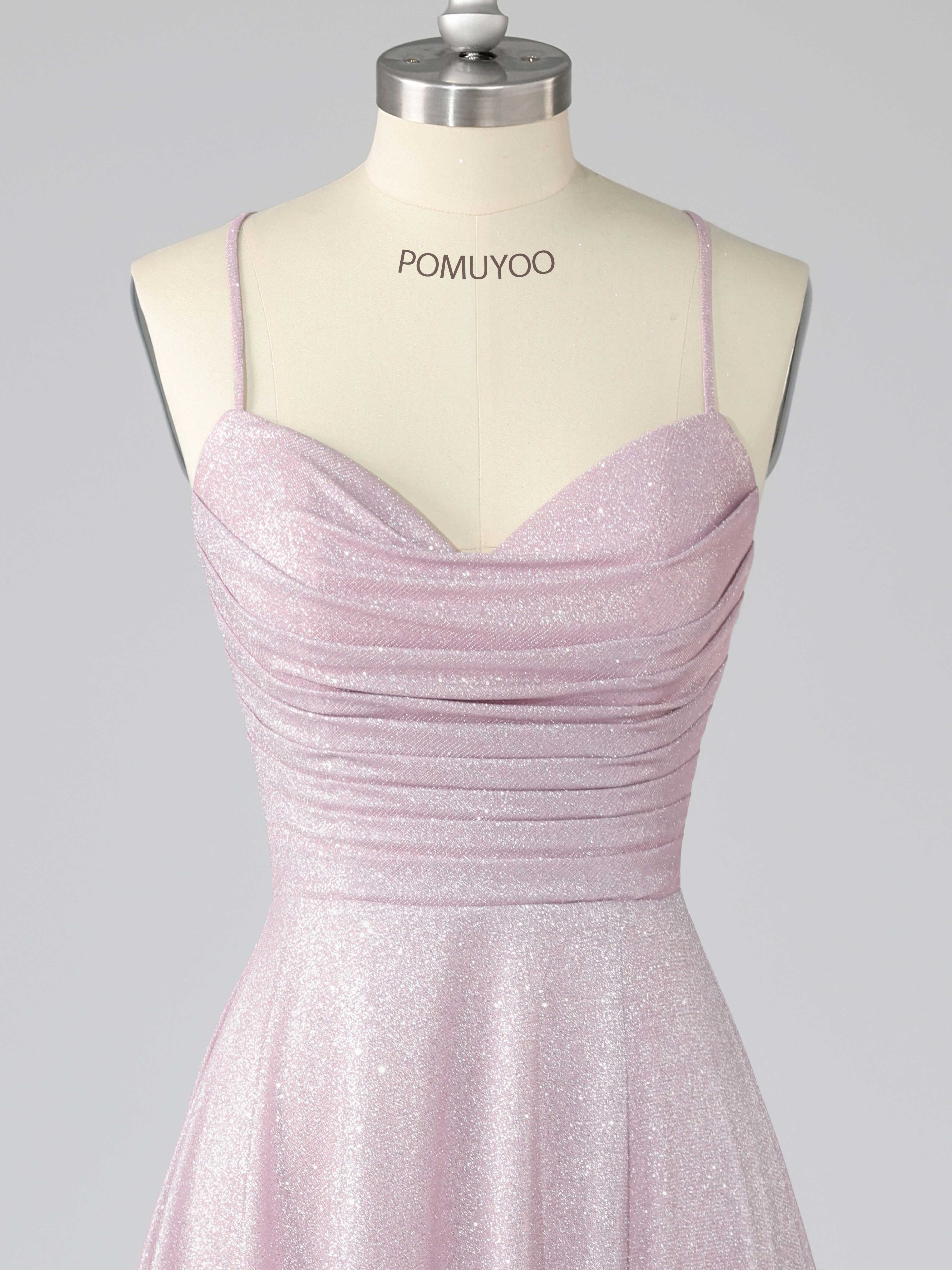 Robes De Bal À Rêveuse A-ligne Col Bénitier Bretelles Spaghetti Ruché Longue Paillettes