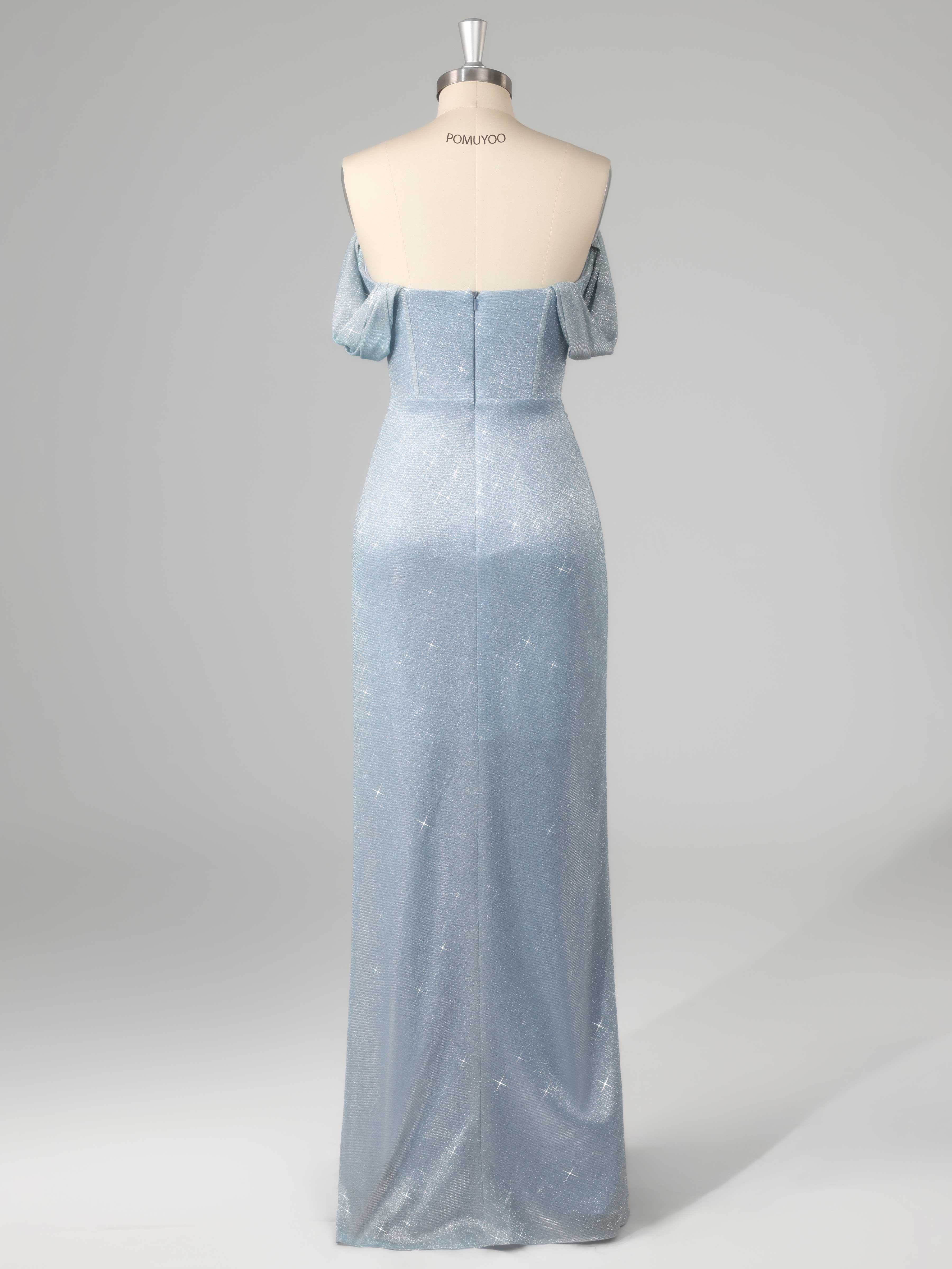 Robes De Bal À Superbe Épaules Dénudées Corset Fente À Jambe Longueur Au Sol Paillettes