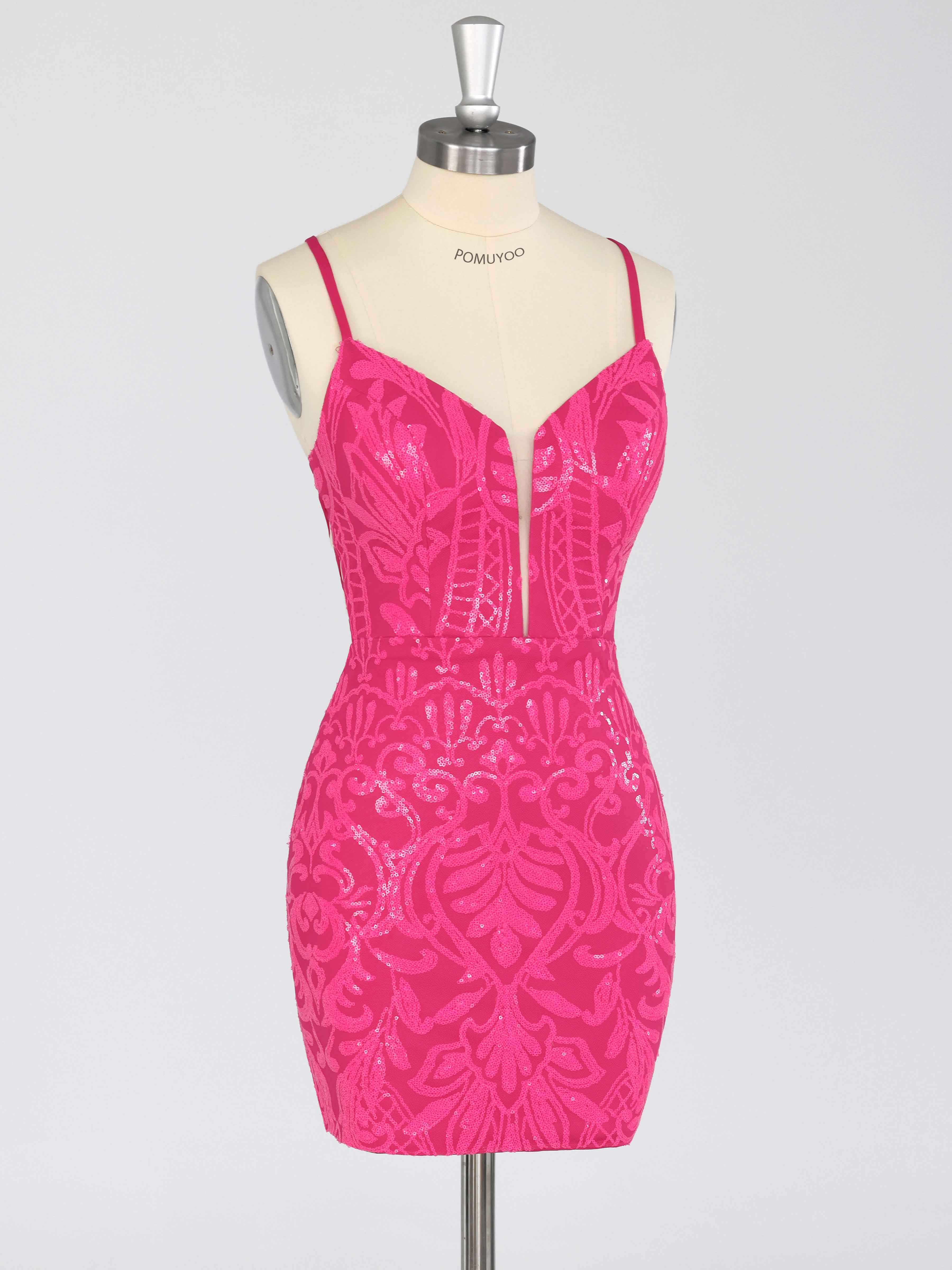 Robes De Bal Courte En Pailleté À Bretelles Spaghetti Pailleté