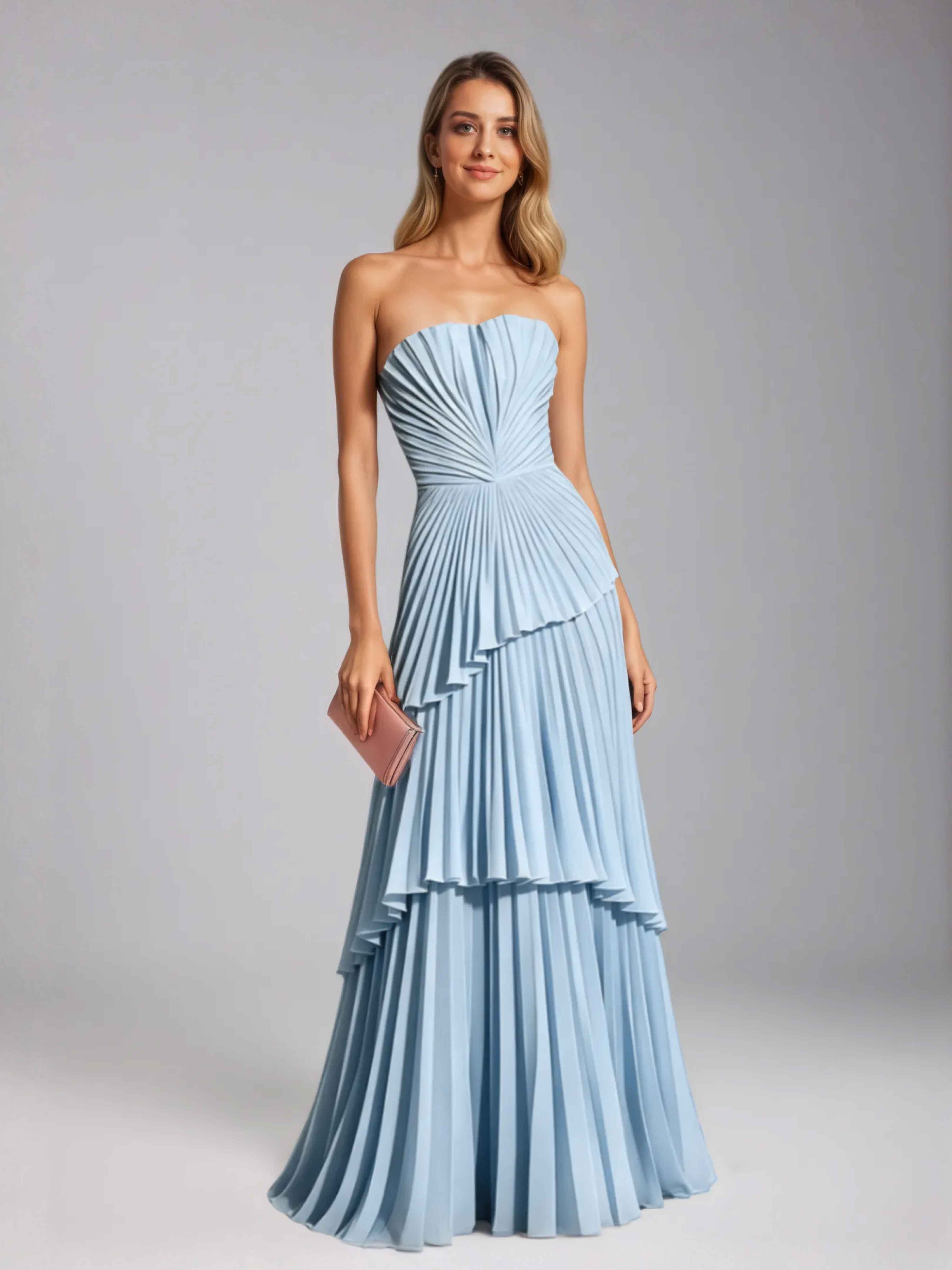 Robes De Bal En Mousseline À Chic Sans Bretelles Ruché Longue Laelitharae
