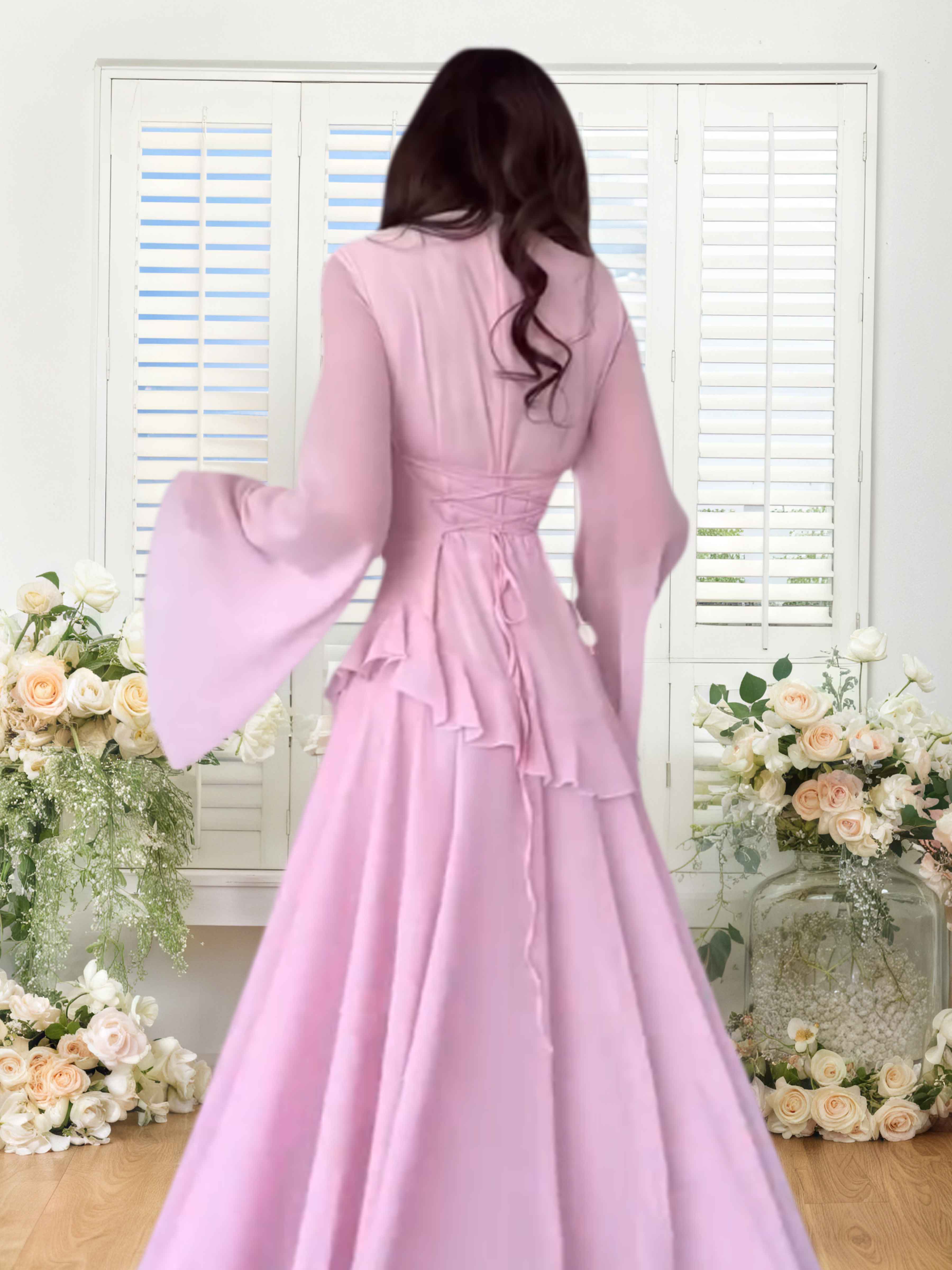 Robes De Demoiselle D'Honneur 2 Pièces En Mousseline À Col Rond Oleisia