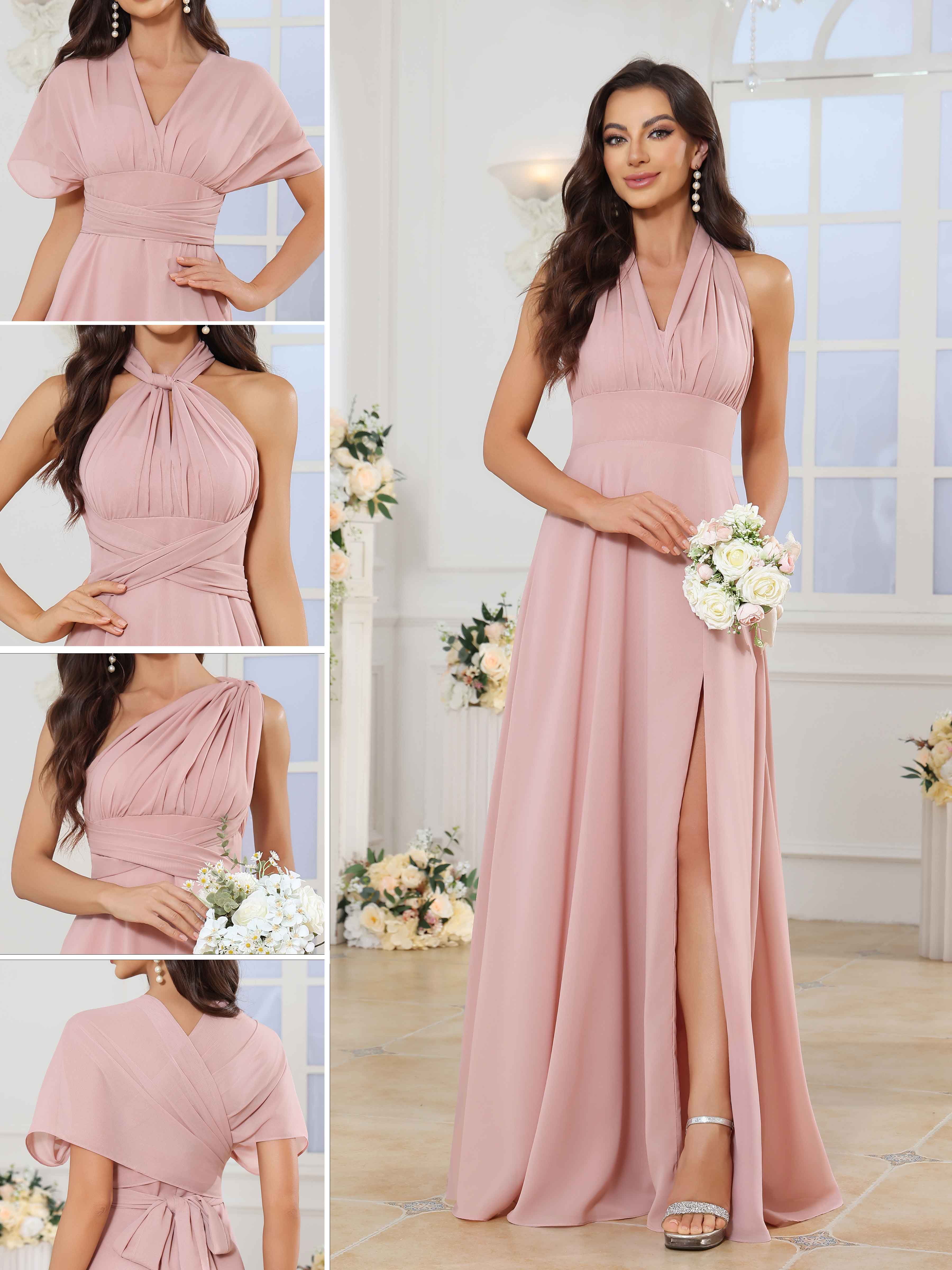Robes De Demoiselle D'Honneur Convertible En Mousseline À Ruché Aveline