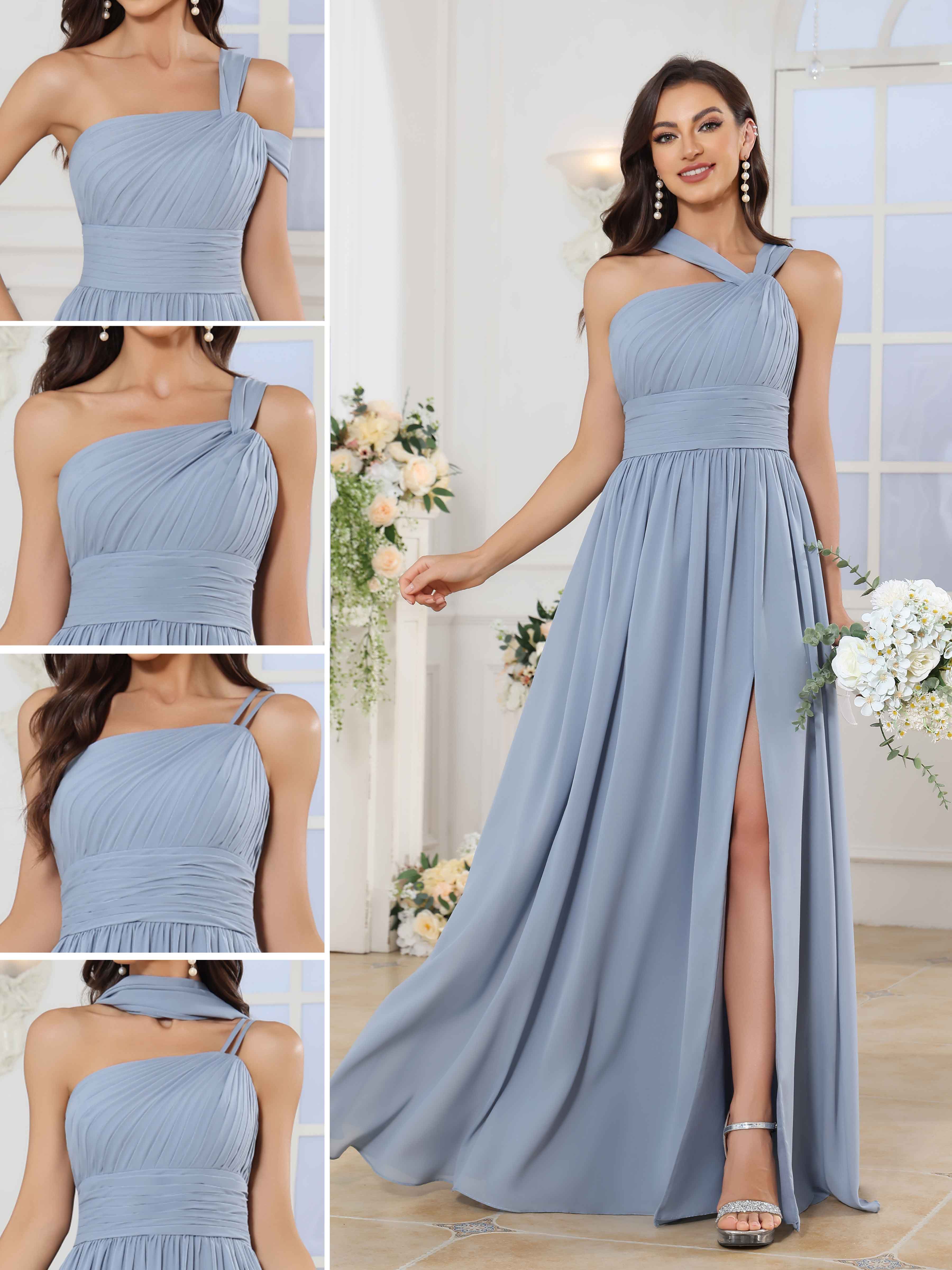 Robes De Demoiselle D'Honneur Convertible En Mousseline À Une Épaule Celia