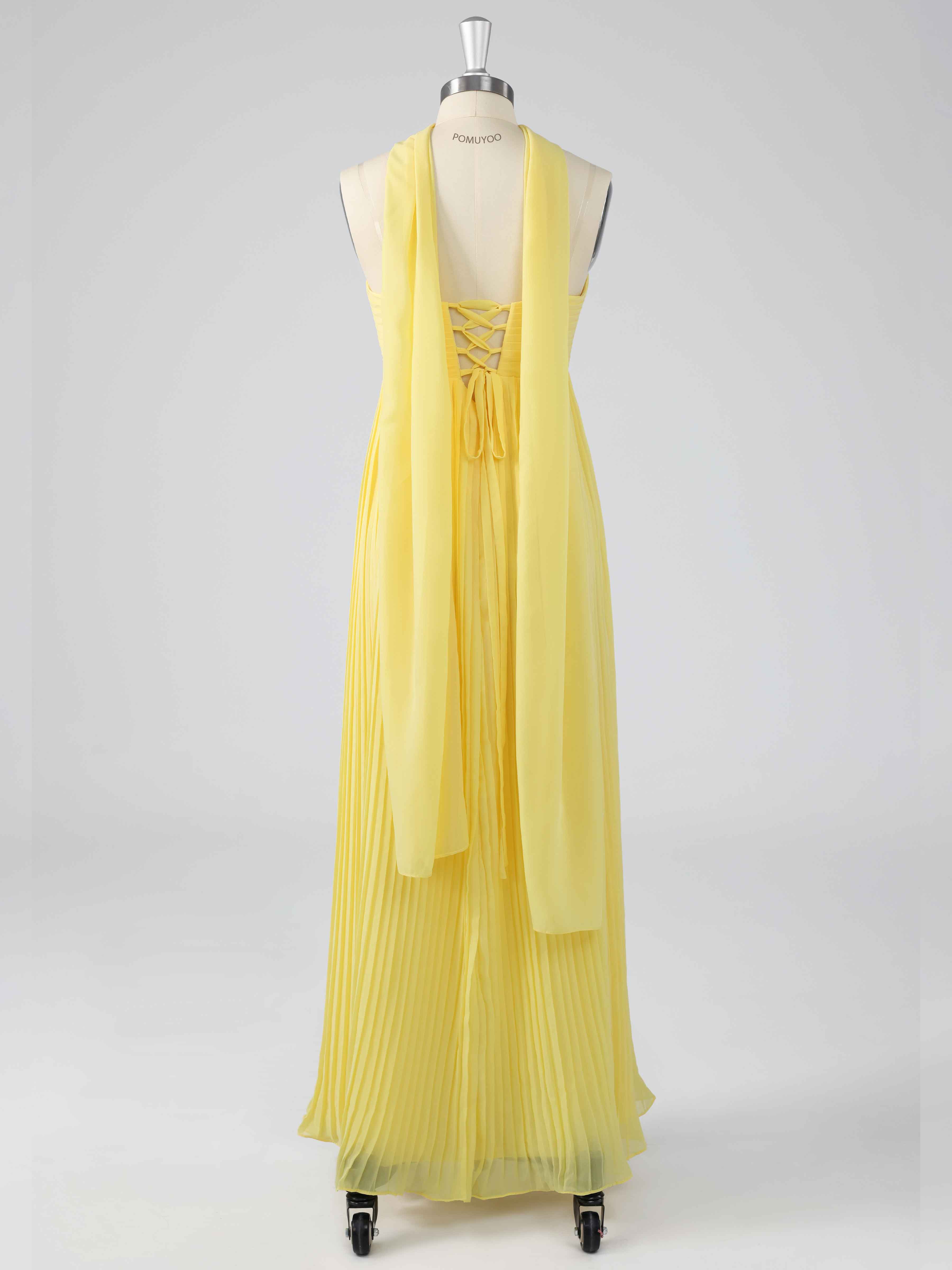 Robes De Demoiselle D'Honneur En Mousseline À Épaules Dénudées Foulard