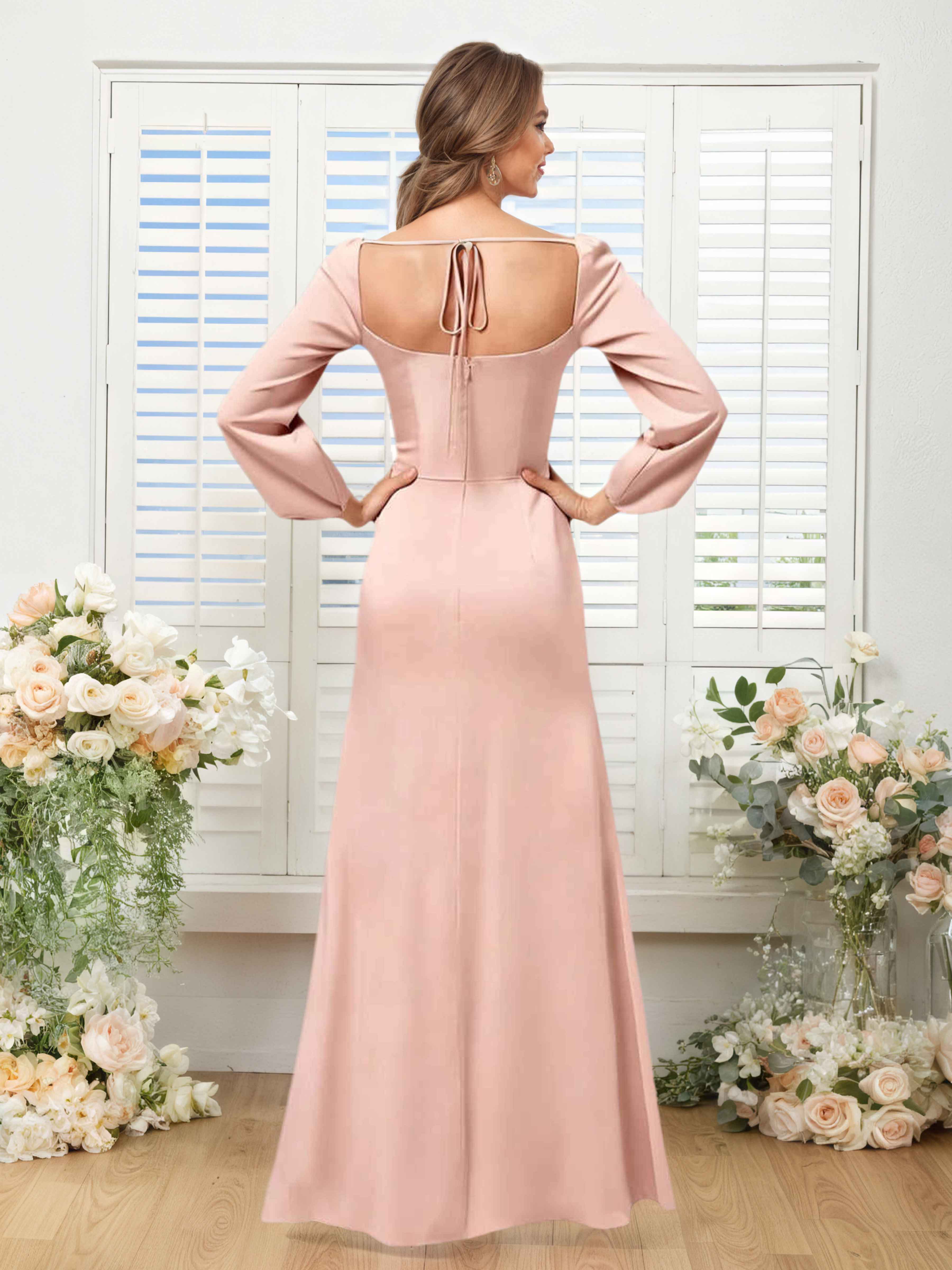 Robes De Demoiselle D'Honneur En Satin À Col Bénitier Ruché Carys