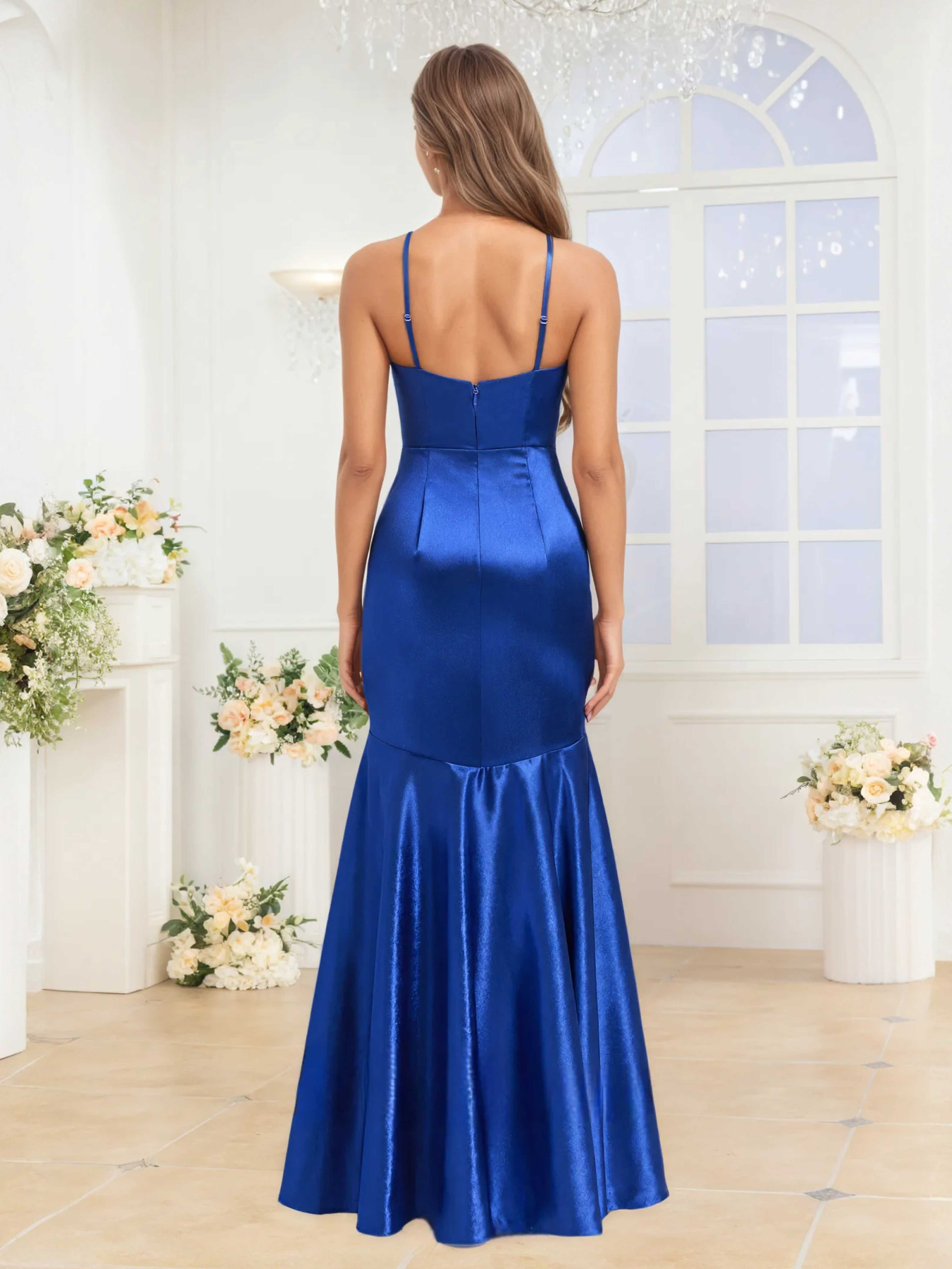 Robes De Demoiselle D'Honneur Trompette En Satin À Licou Nerissa