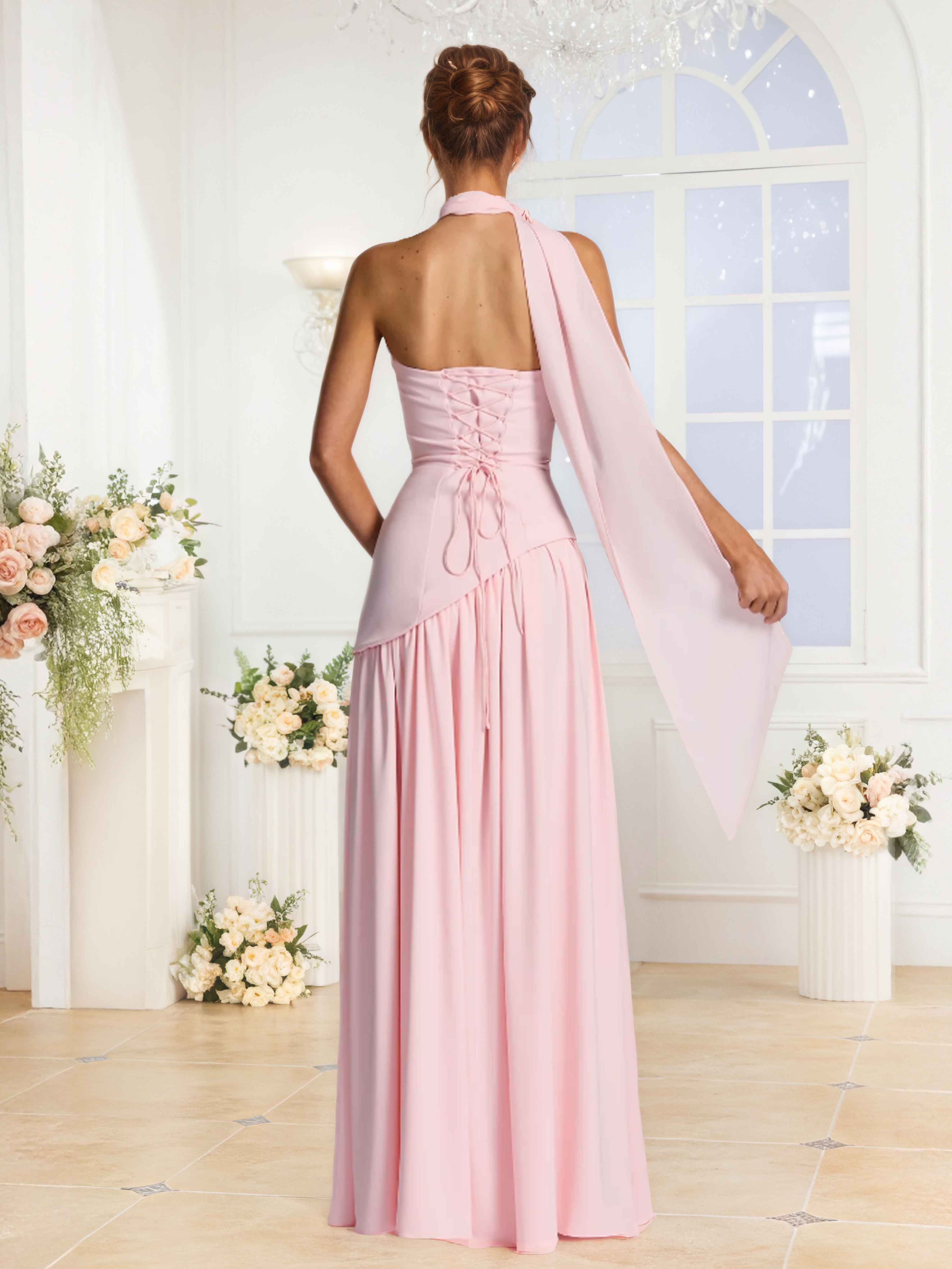 Robes De Demoiselle D'Honneur En Mousseline À Sans Bretelles Fente Lilibet