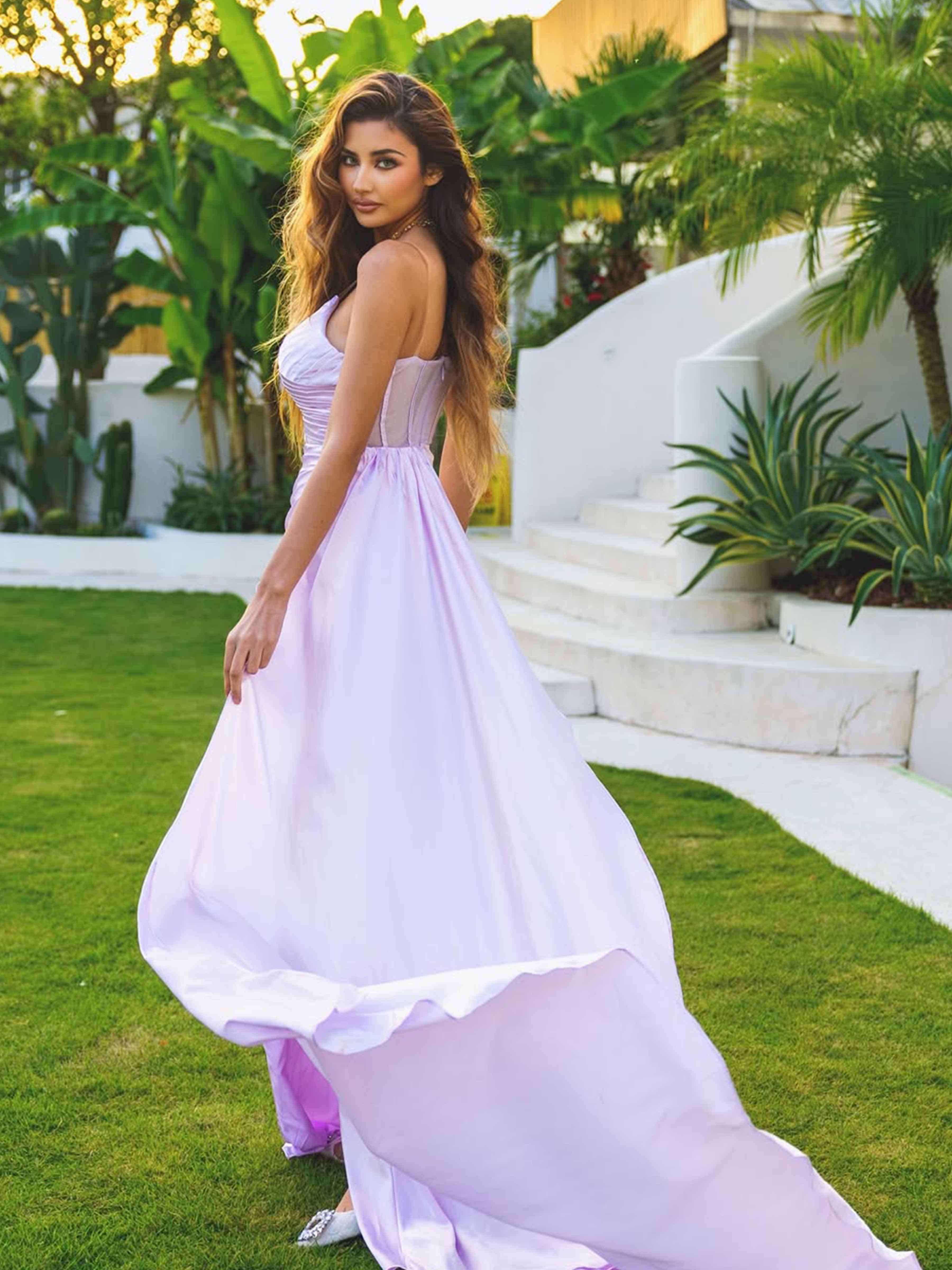 Robes De Demoiselle D'Honneur En Satin À Trompette Plissé Ione