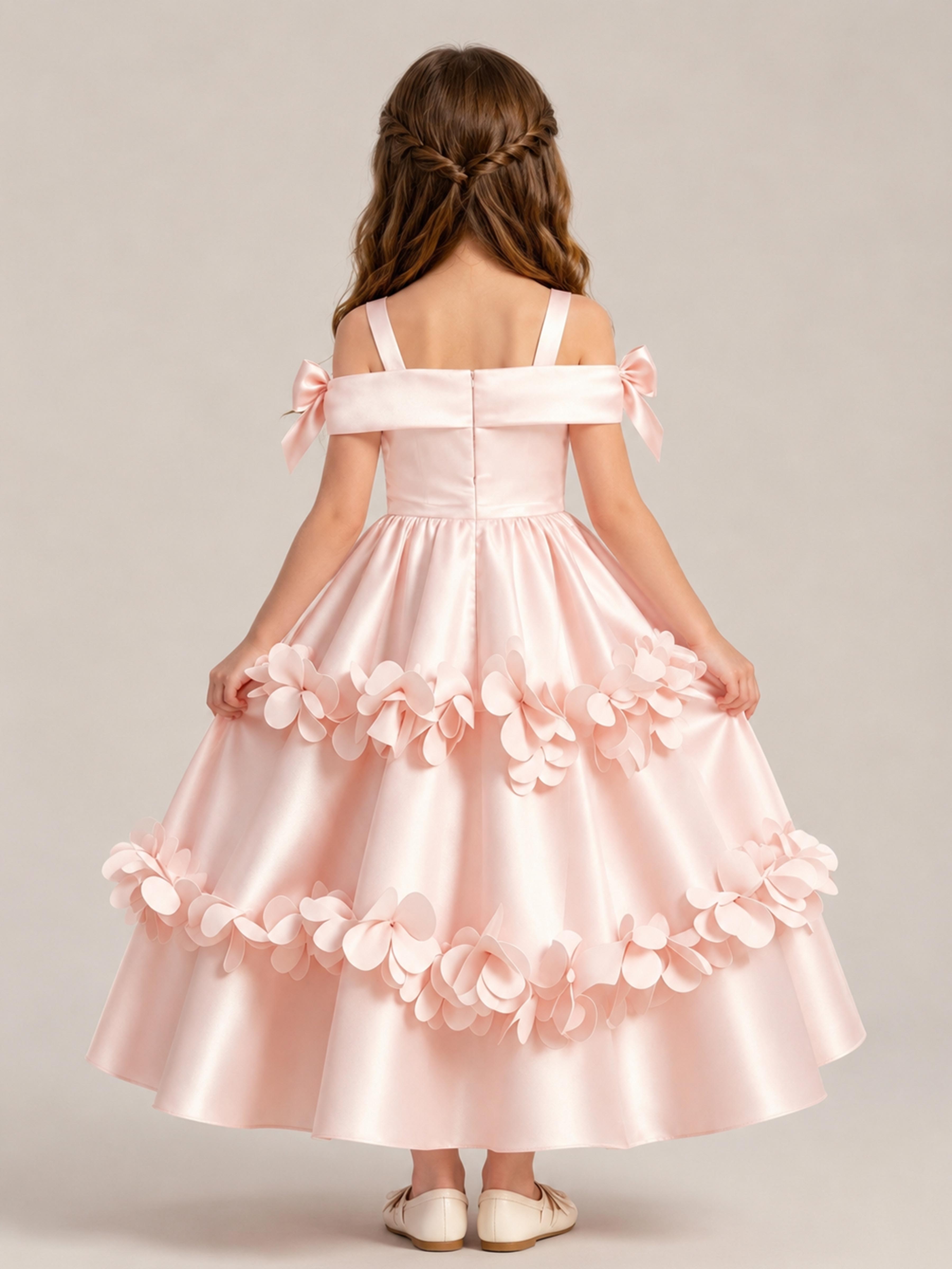 Robes De Fille En Satin À Élégante A-ligne Épaules Dénudées