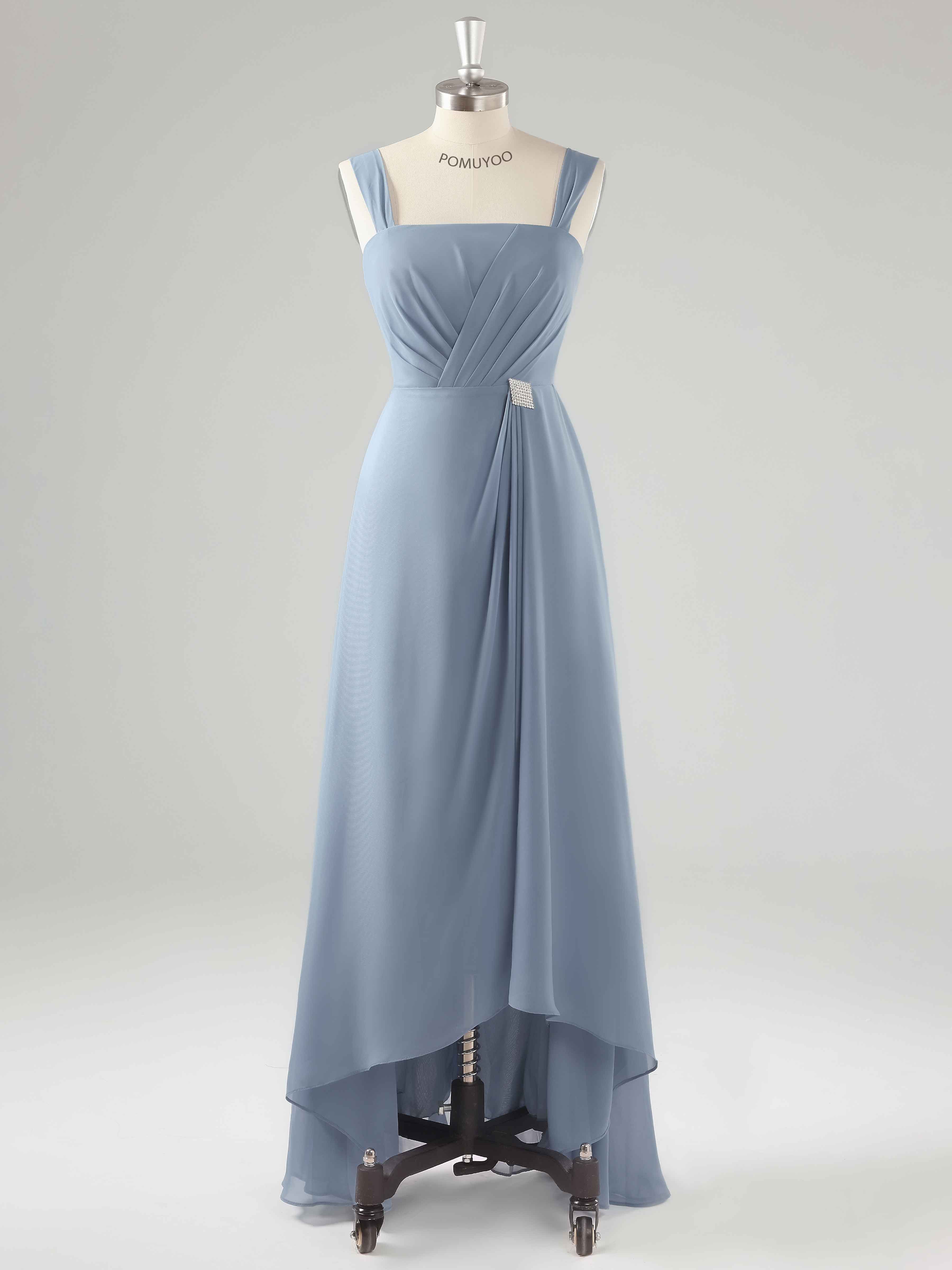 Robes Mère De La Mariée 2 Pièces En Mousseline À Plissé Asymétrique