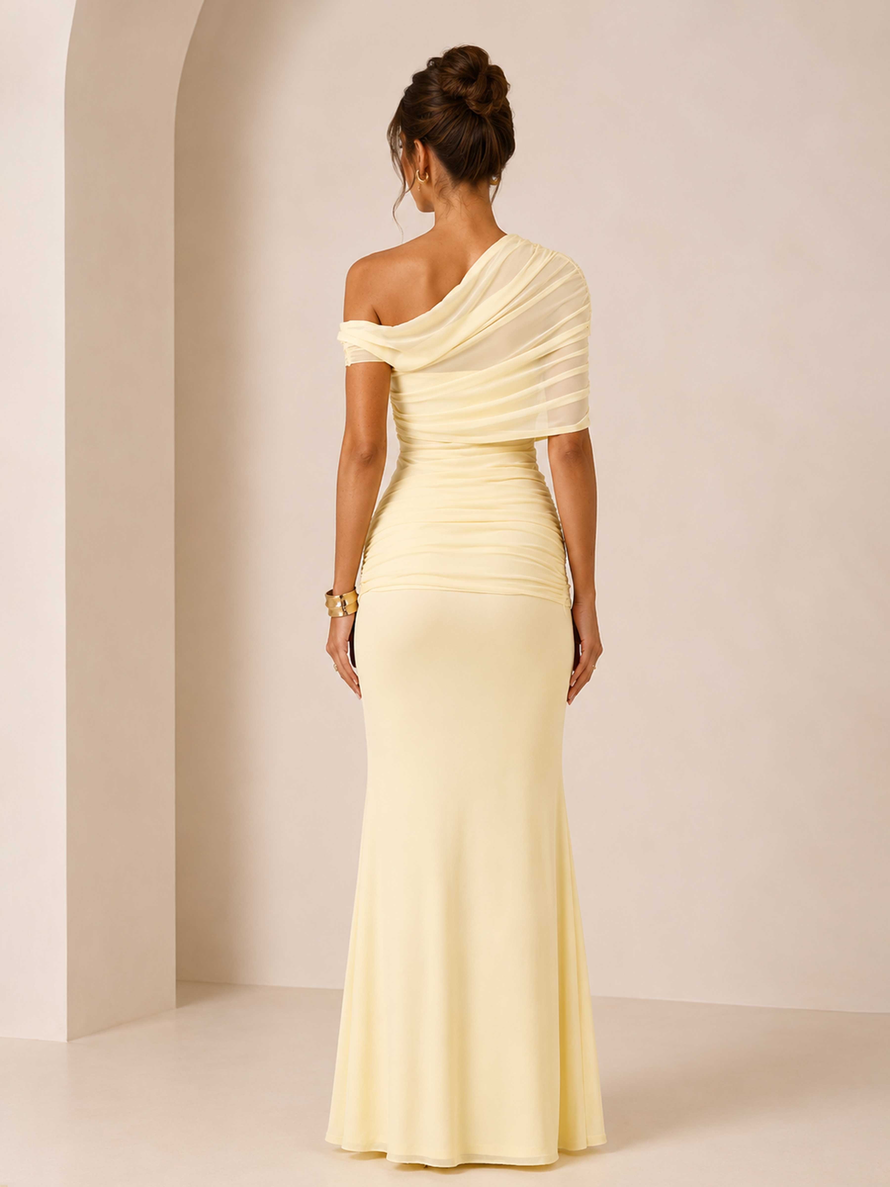 Robes Mère De La Mariée À Gracieuse Une Épaule Ruché Novellae