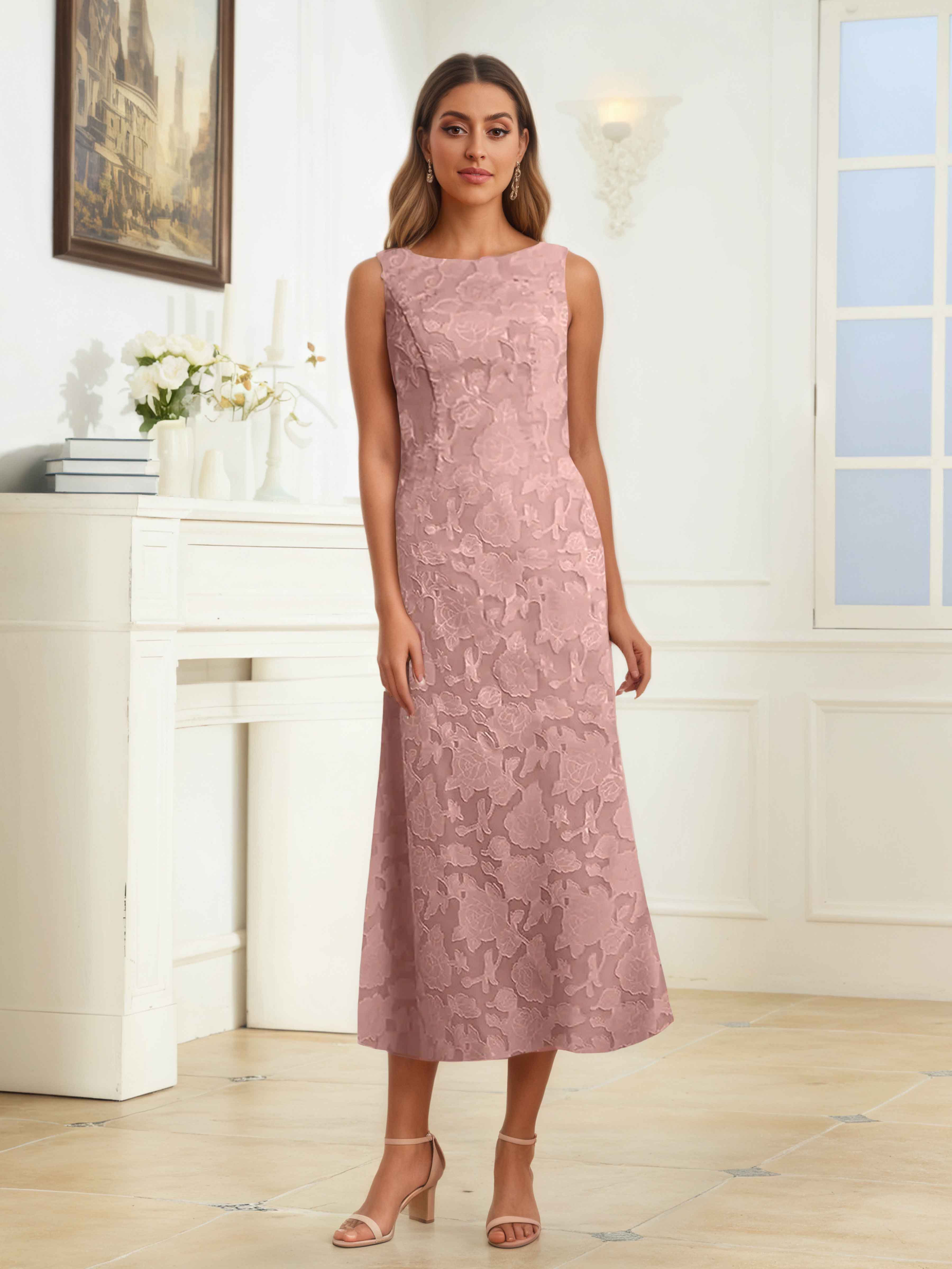 Robes Mère De La Mariée En Jacquard À Modeste A-ligne 2 Pièces Longue Oraelitharae