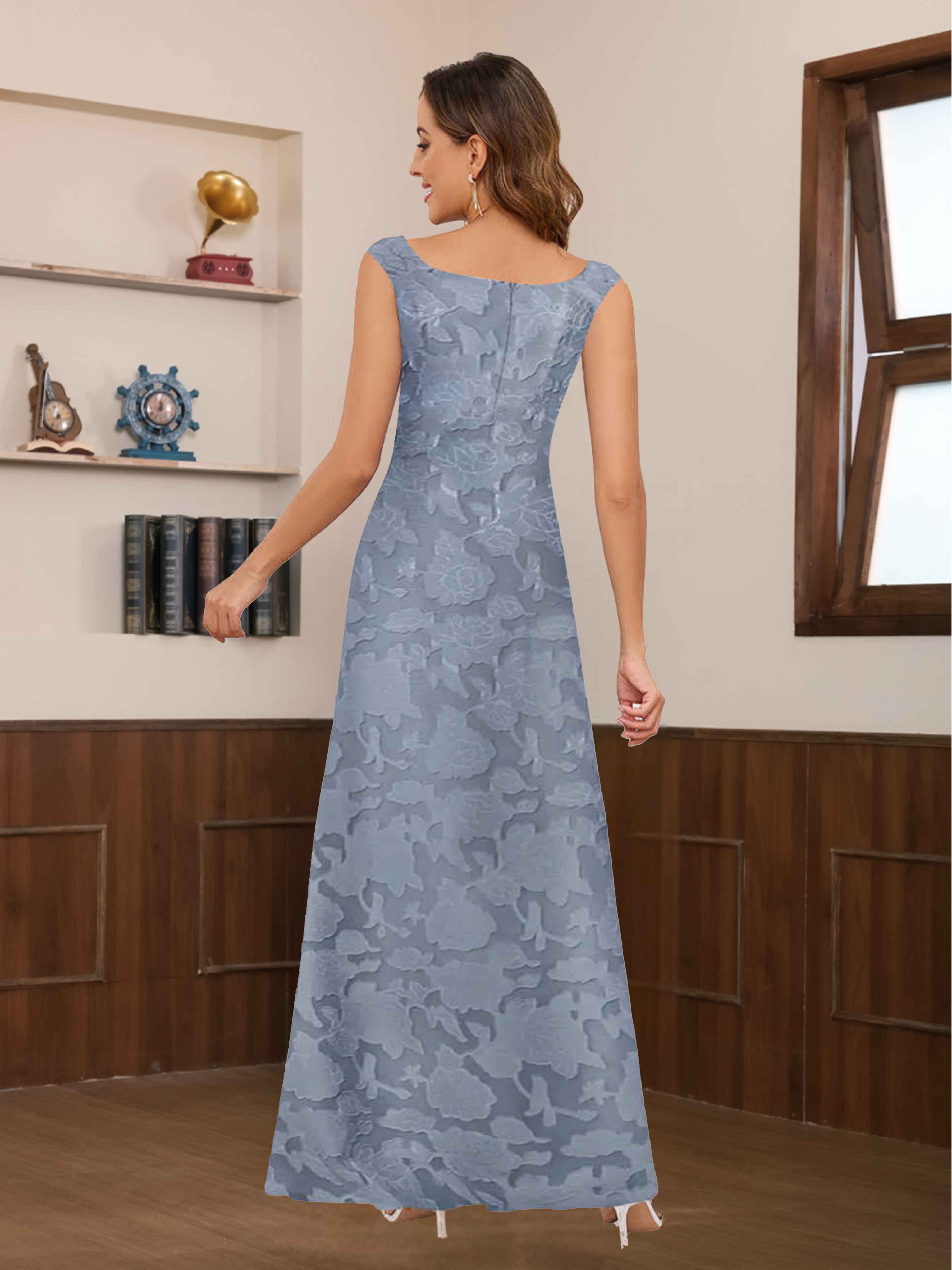 Robes Mère De La Mariée En Mousseline À Col Rond Dentelle Quilla