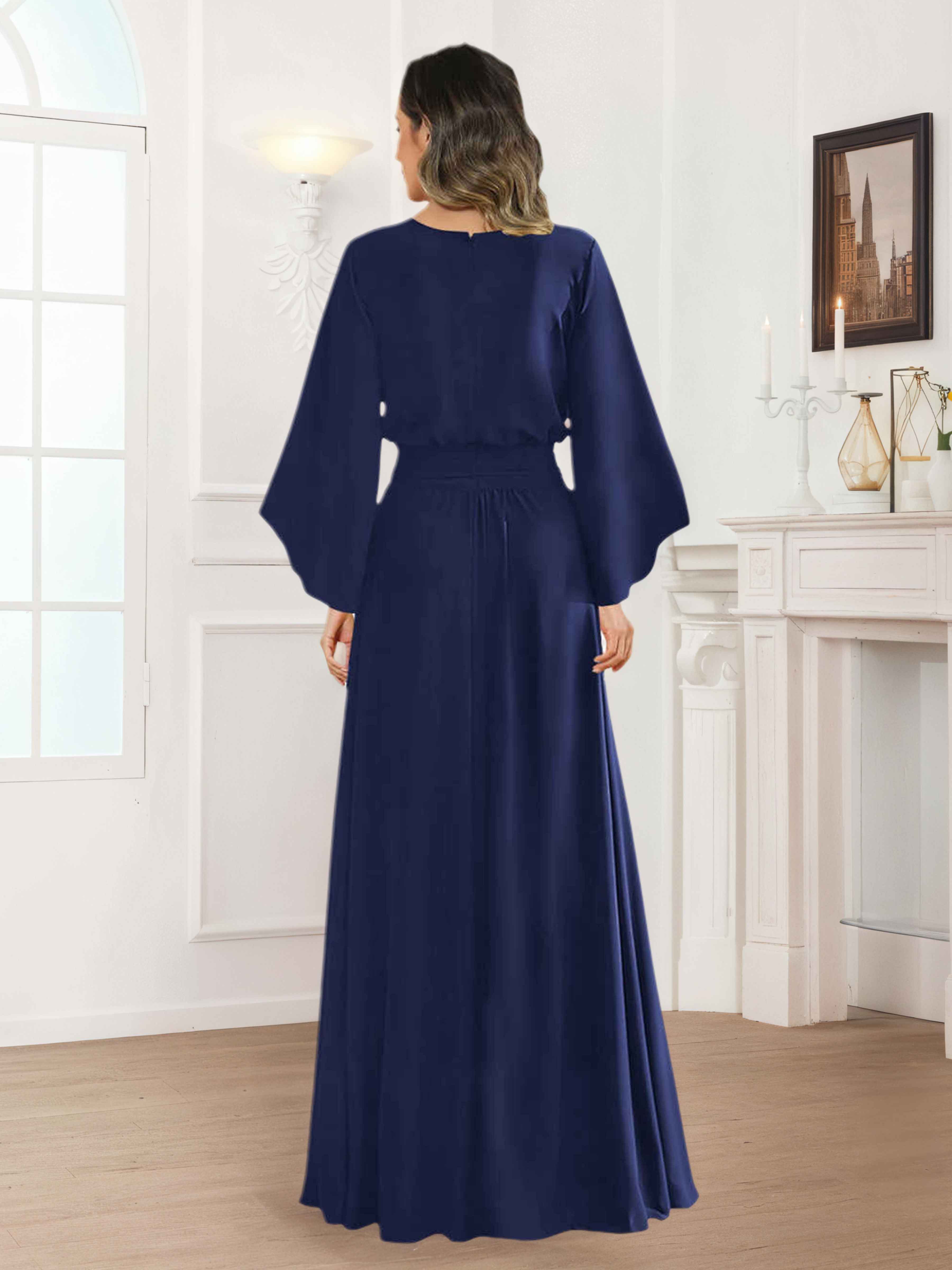 Robes Mère De La Mariée En Mousseline À Col Rond Plissé Jorja