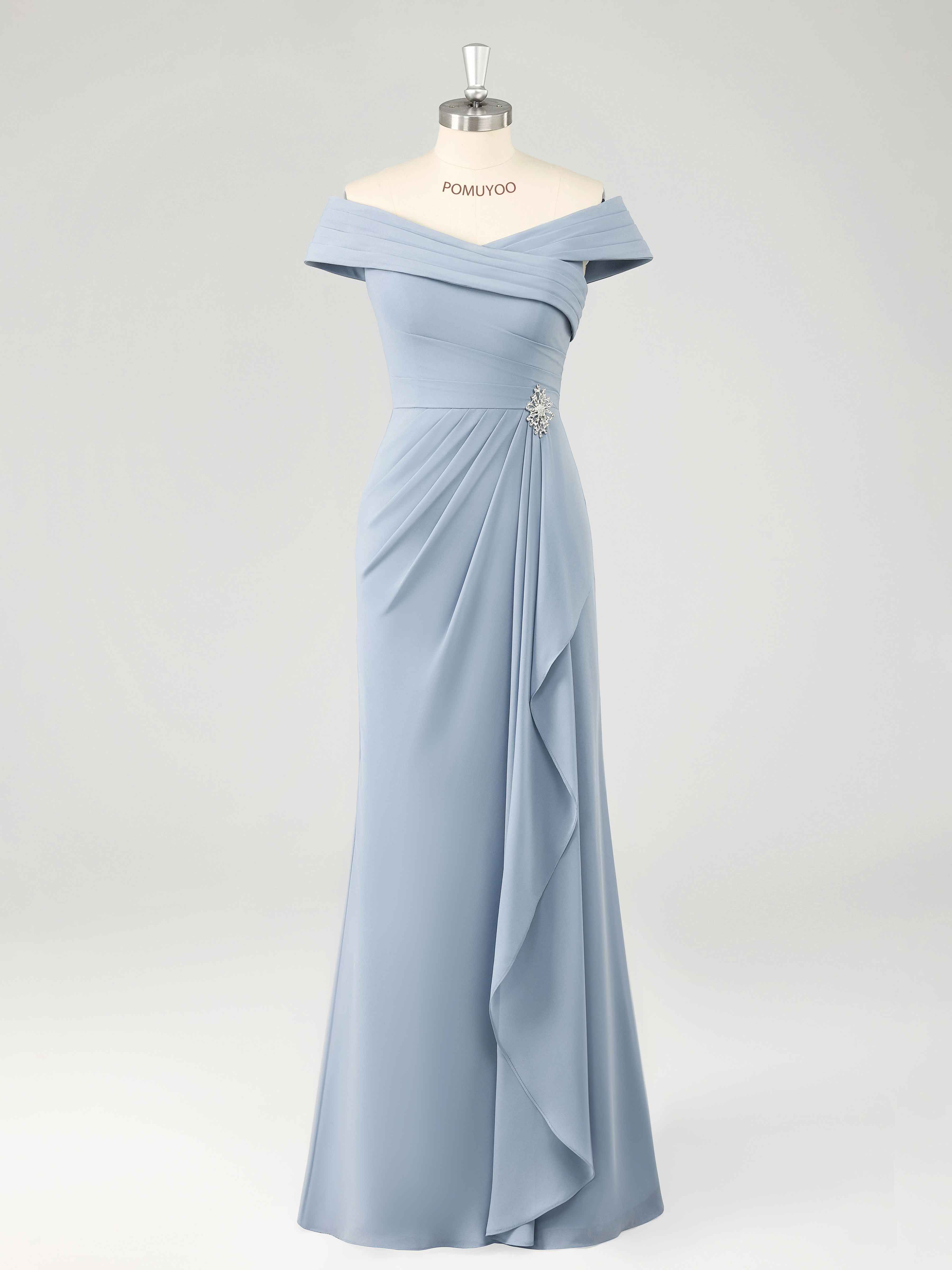 Robes Mère De La Mariée En Mousseline À Sans Manches Longueur Au Sol Draelithra