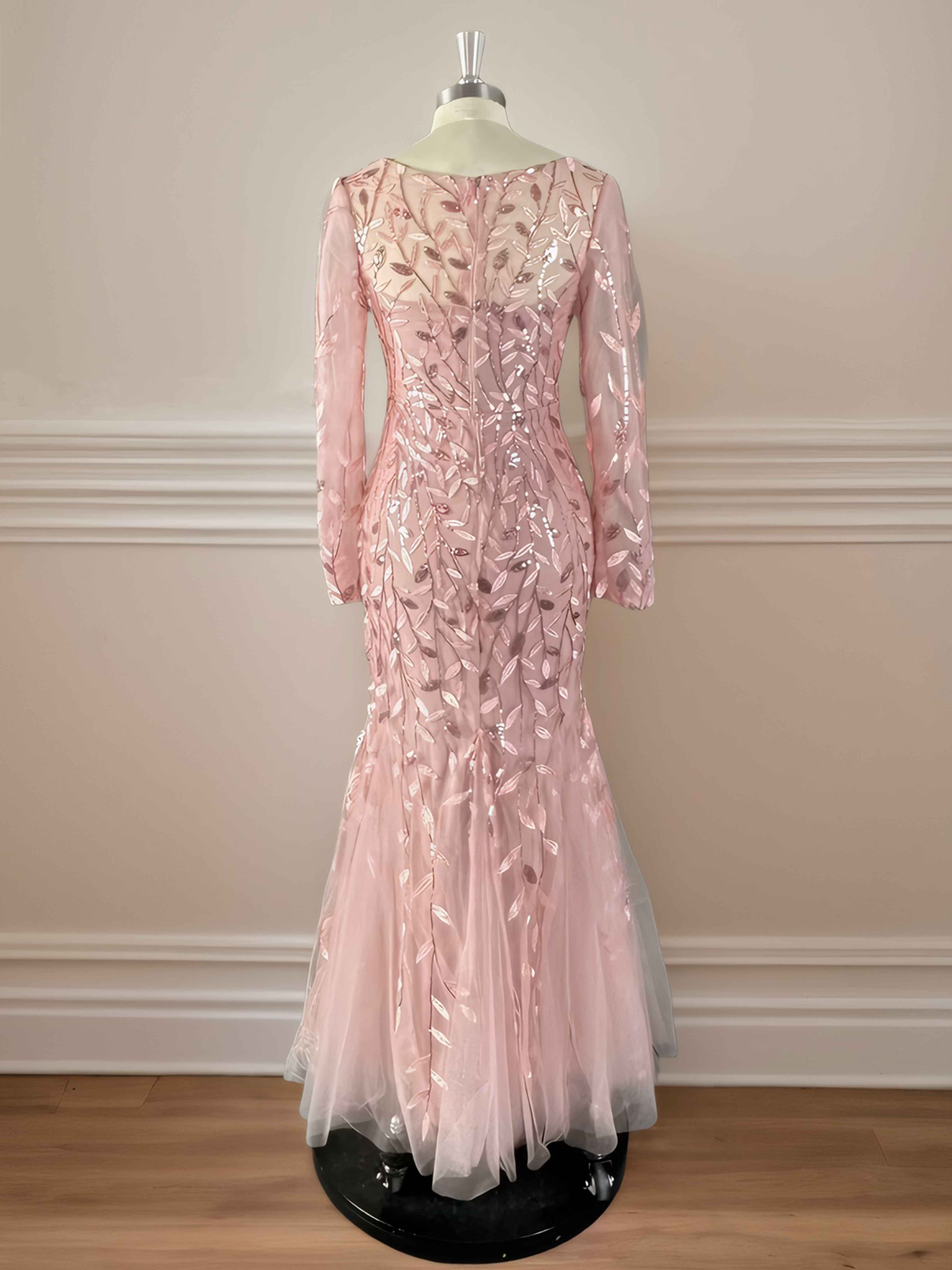 Robes Mère De La Mariée En Pailleté À Illusion Manches Longues Karina