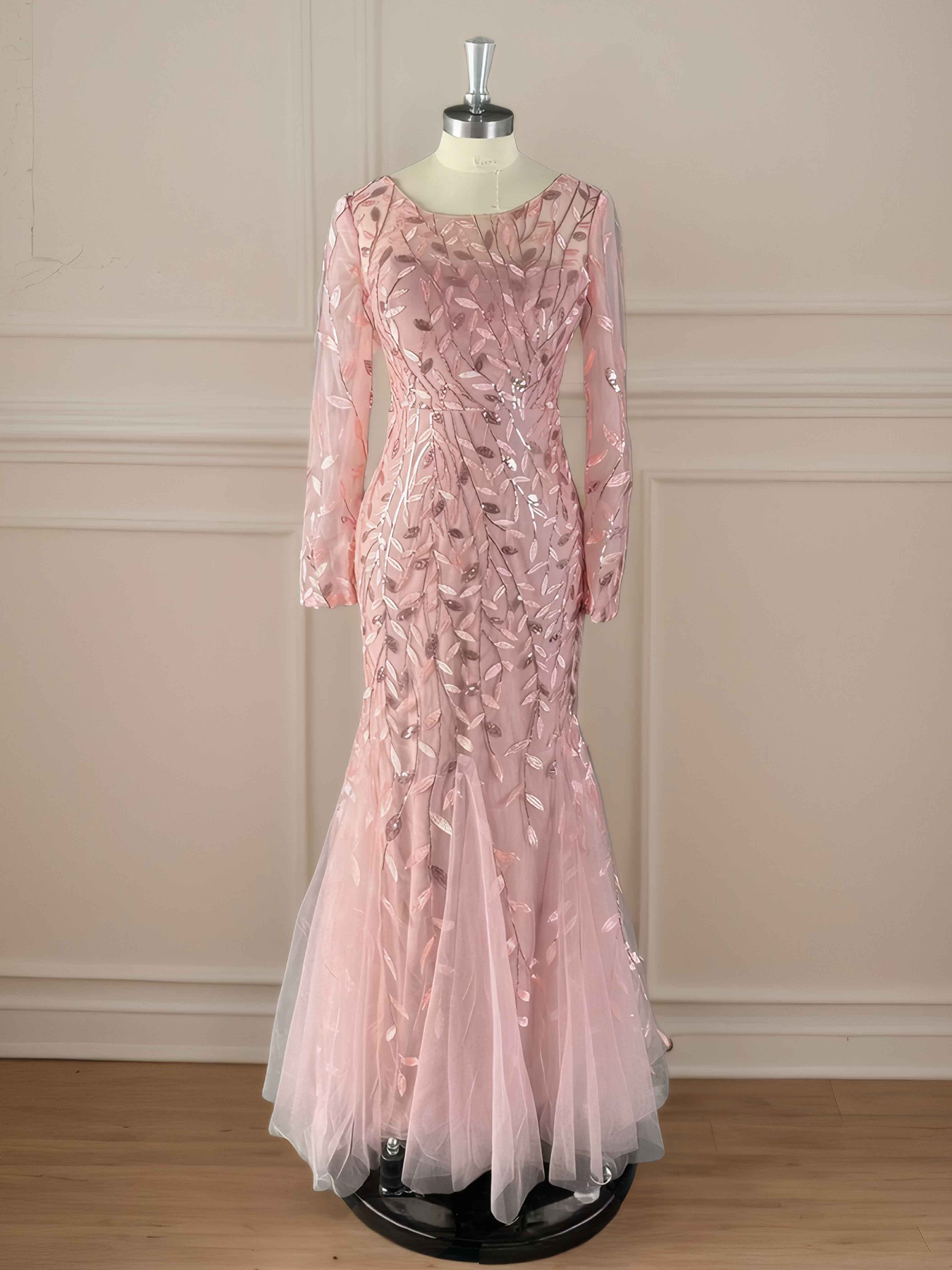 Robes Mère De La Mariée En Pailleté À Illusion Manches Longues Karina
