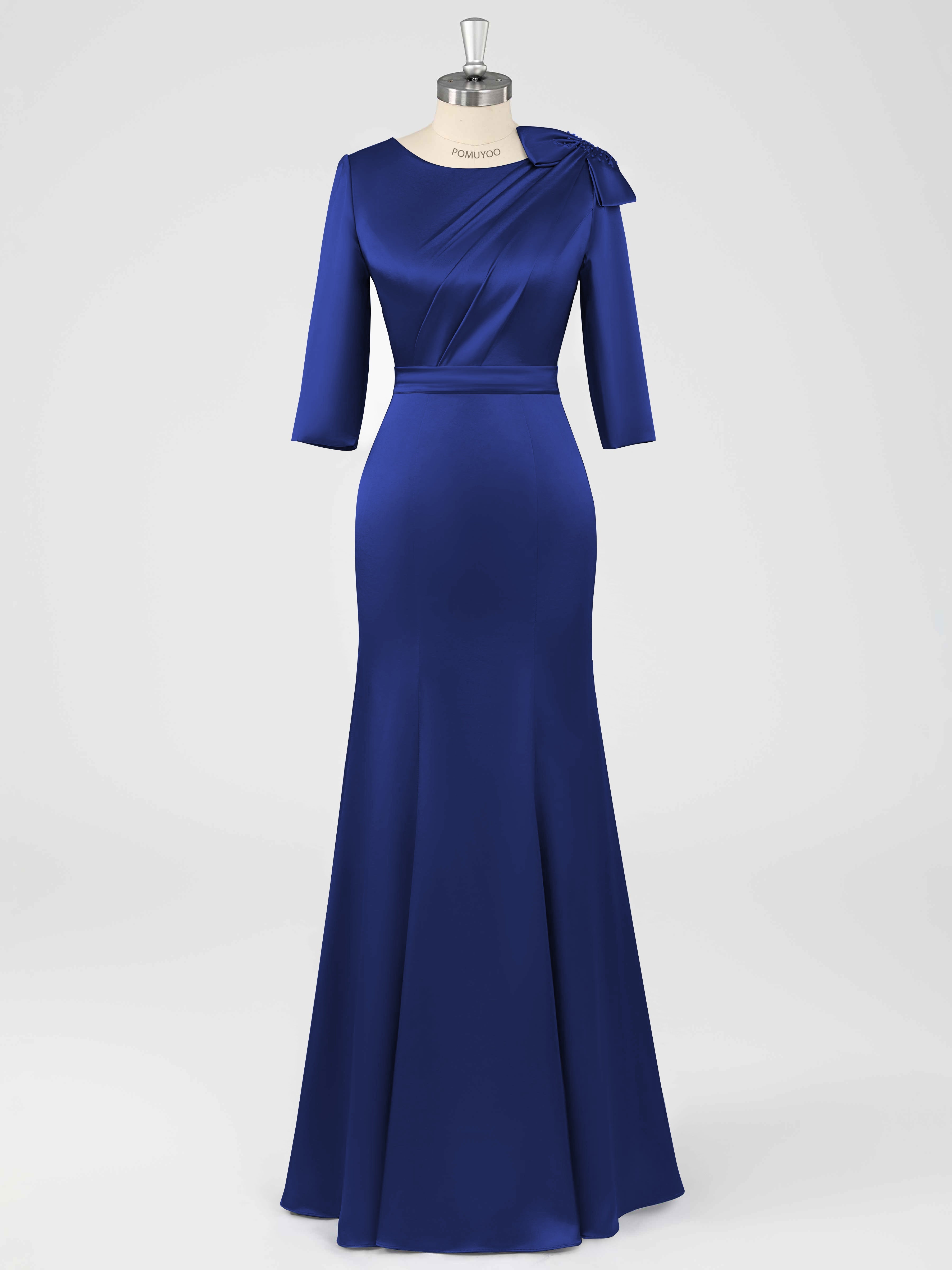 Robes Mère De La Mariée En Satin À Col Rond Ruché Fiammetta