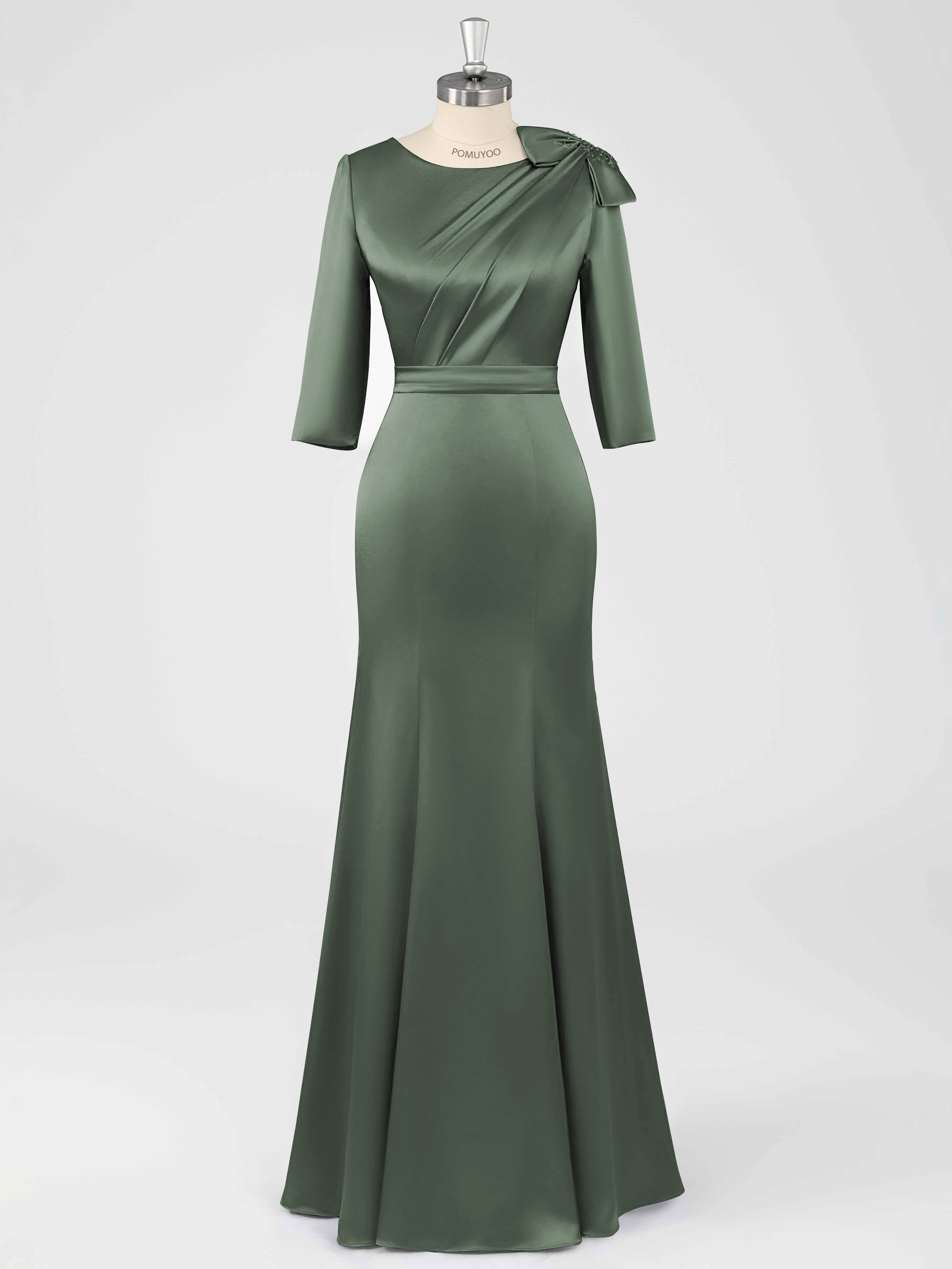 Robes Mère De La Mariée En Satin À Col Rond Ruché Fiammetta