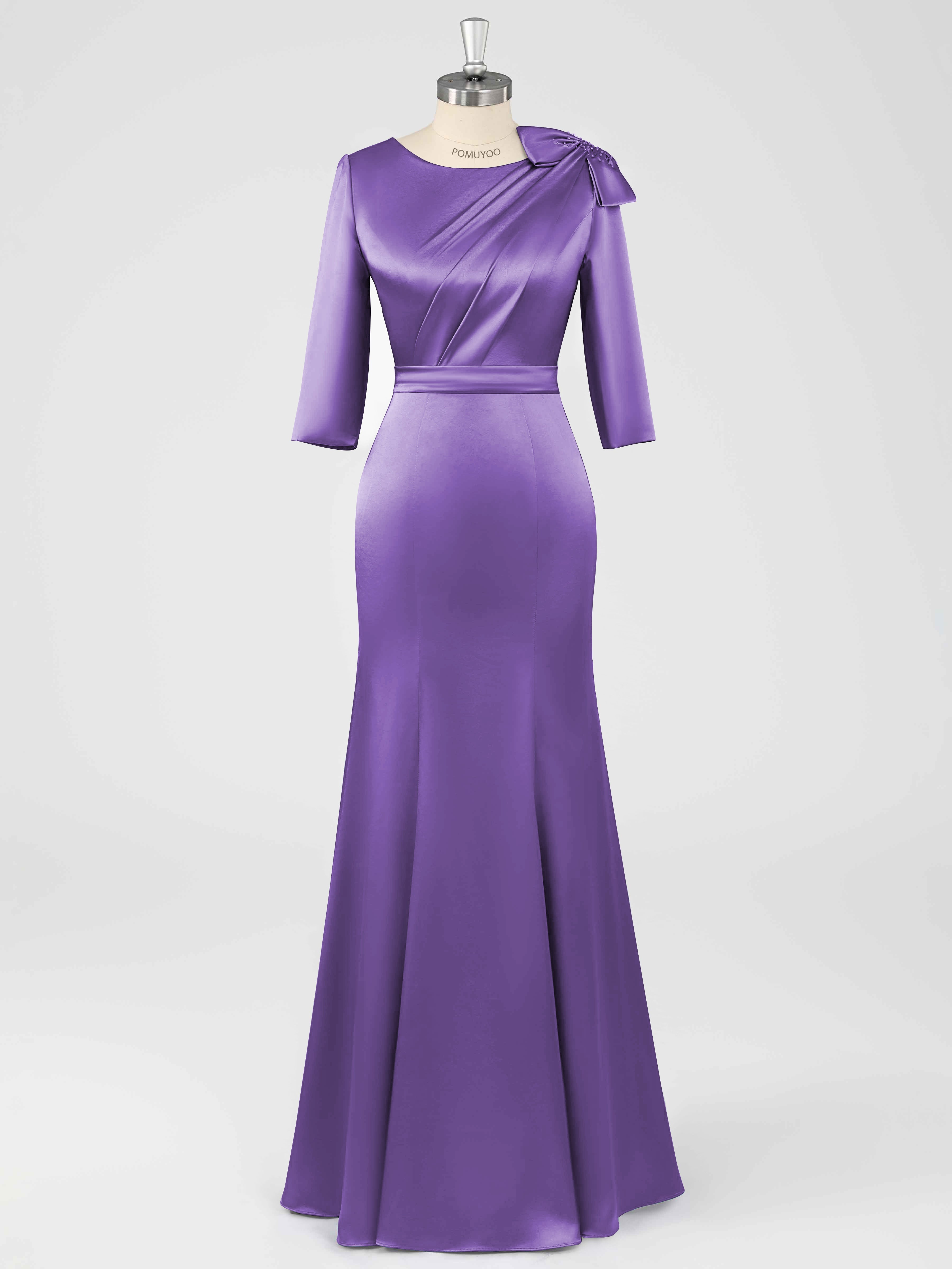 Robes Mère De La Mariée En Satin À Col Rond Ruché Fiammetta