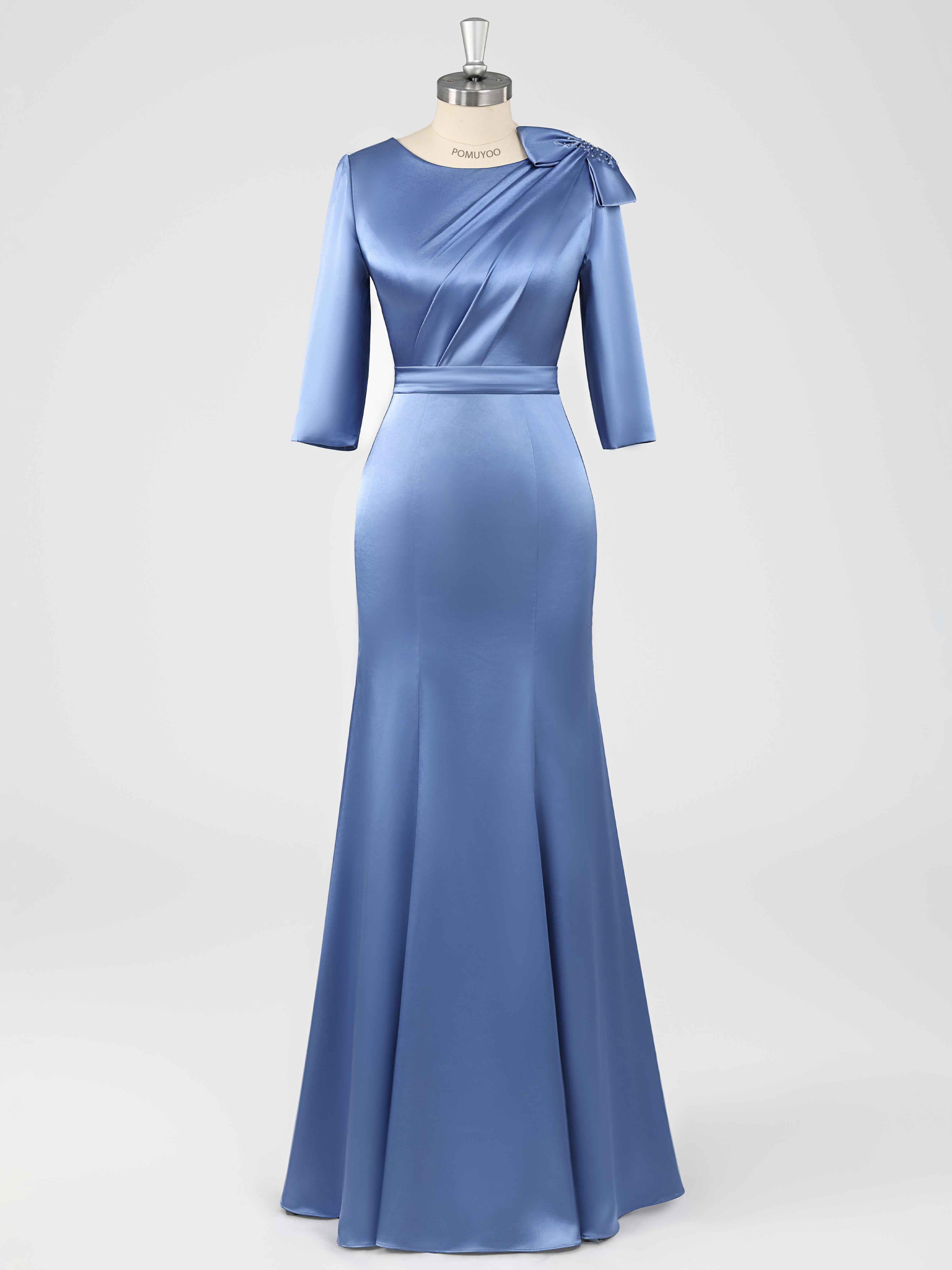 Robes Mère De La Mariée En Satin À Col Rond Ruché Fiammetta