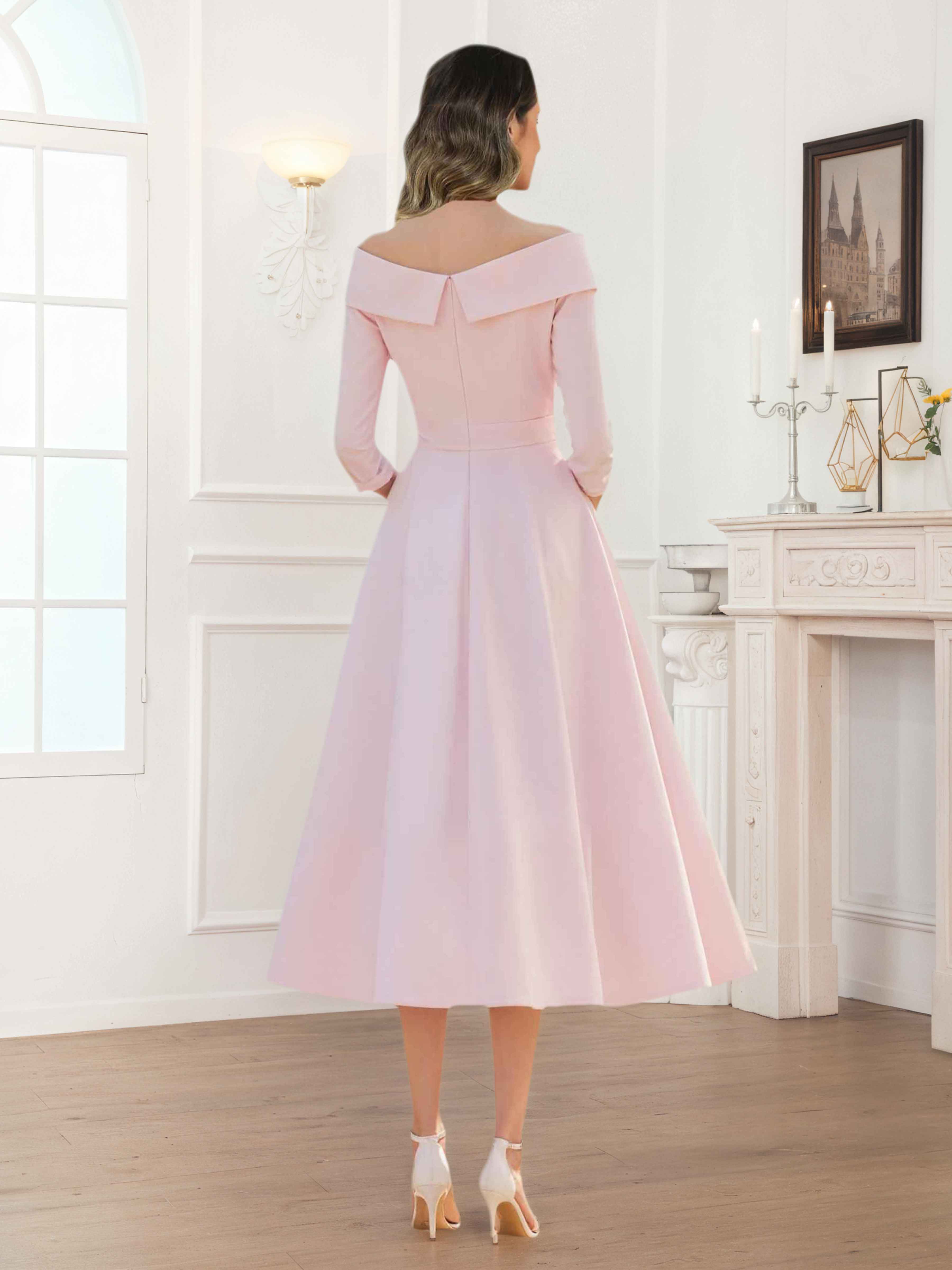 Robes Mère De La Mariée En Satin À Col V Midi Illyria