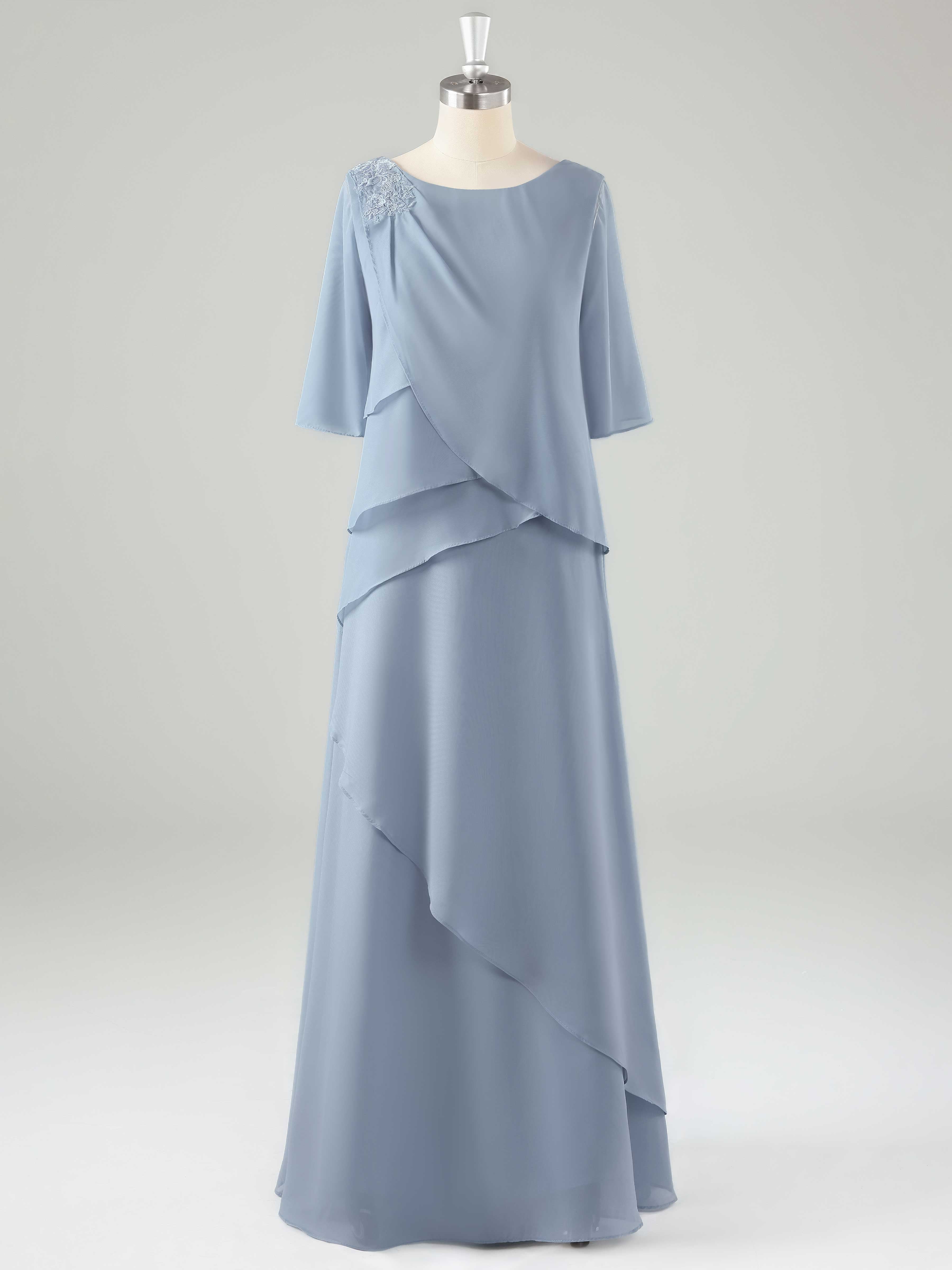 Robes Mère De La Mariée En Mousseline À Volants Dentelle Appliqués Larkin
