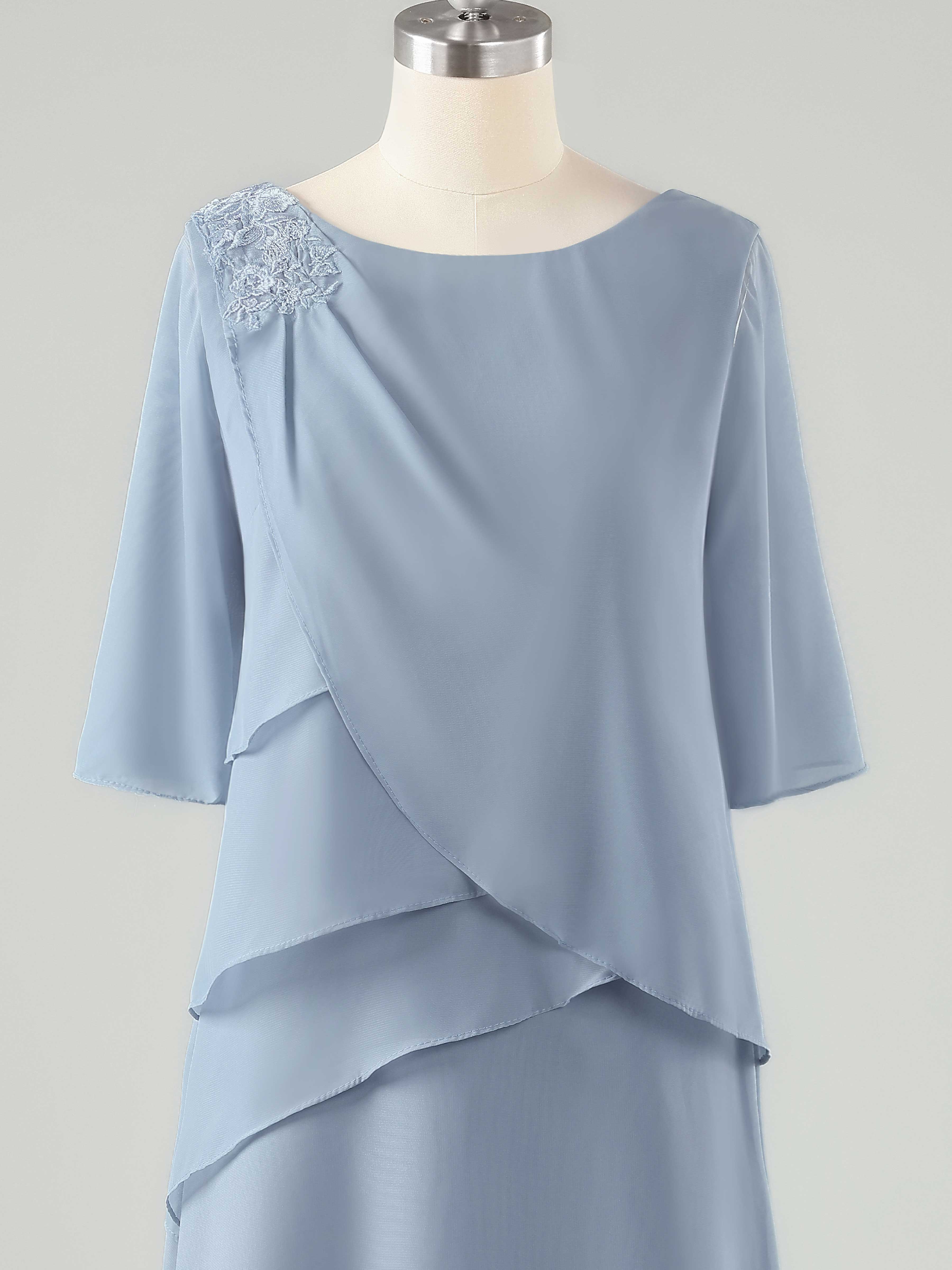Robes Mère De La Mariée En Mousseline À Volants Dentelle Appliqués Larkin