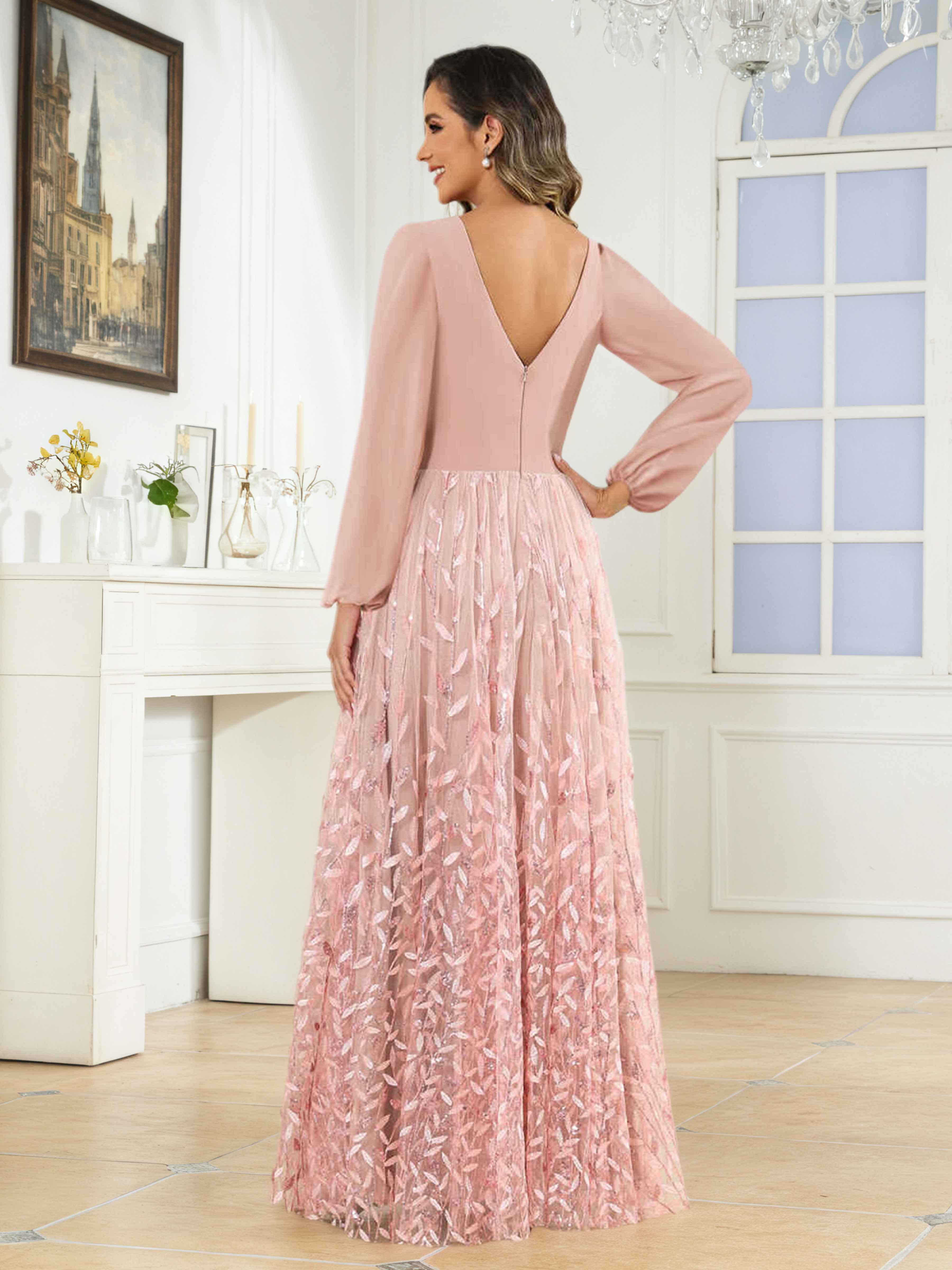 Robes Mère De La Mariée En Pailleté À Manches Longues Daelia