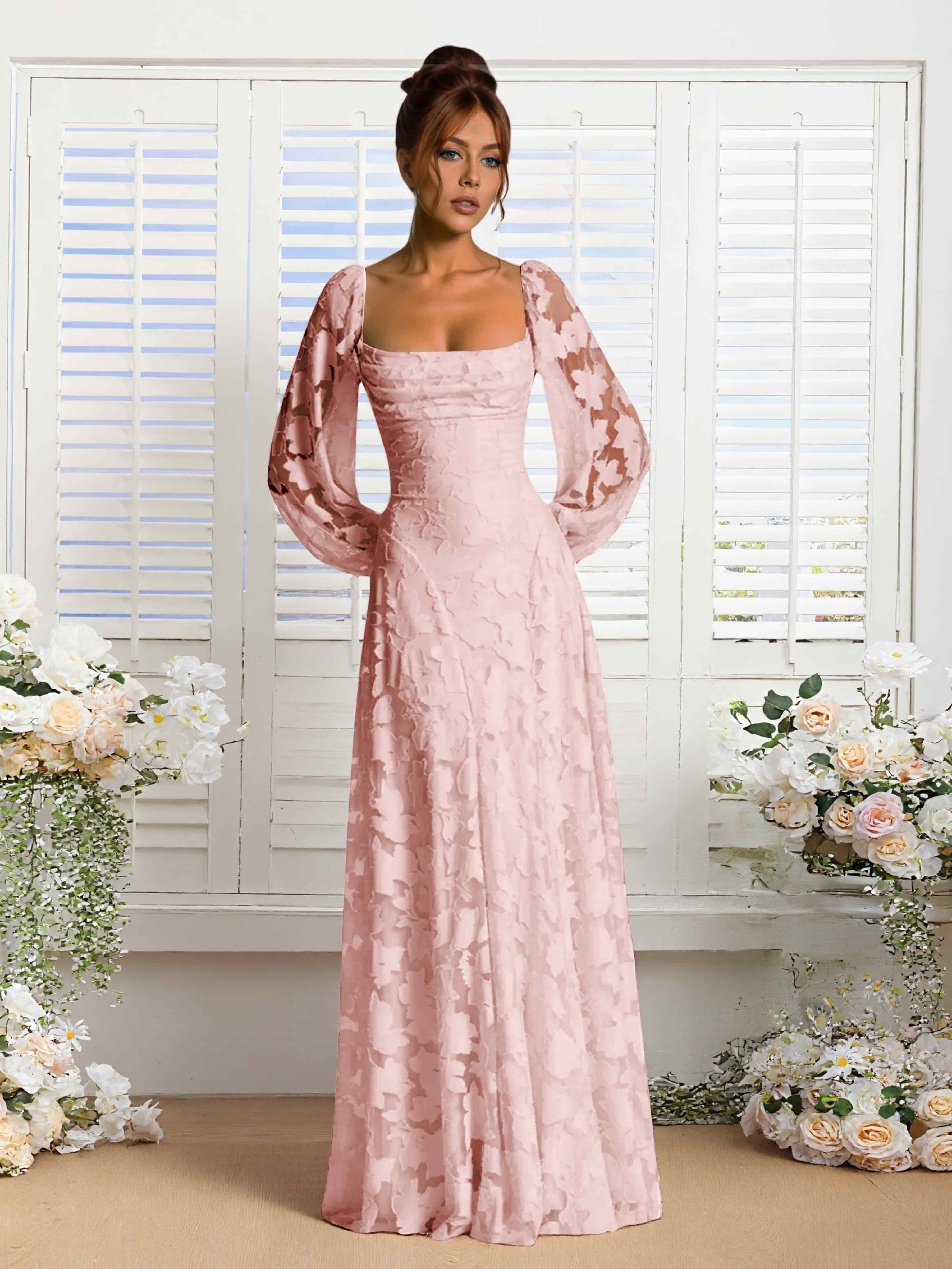Robes De Demoiselle D'Honneur En Dentelle À Manches Longues Xandra