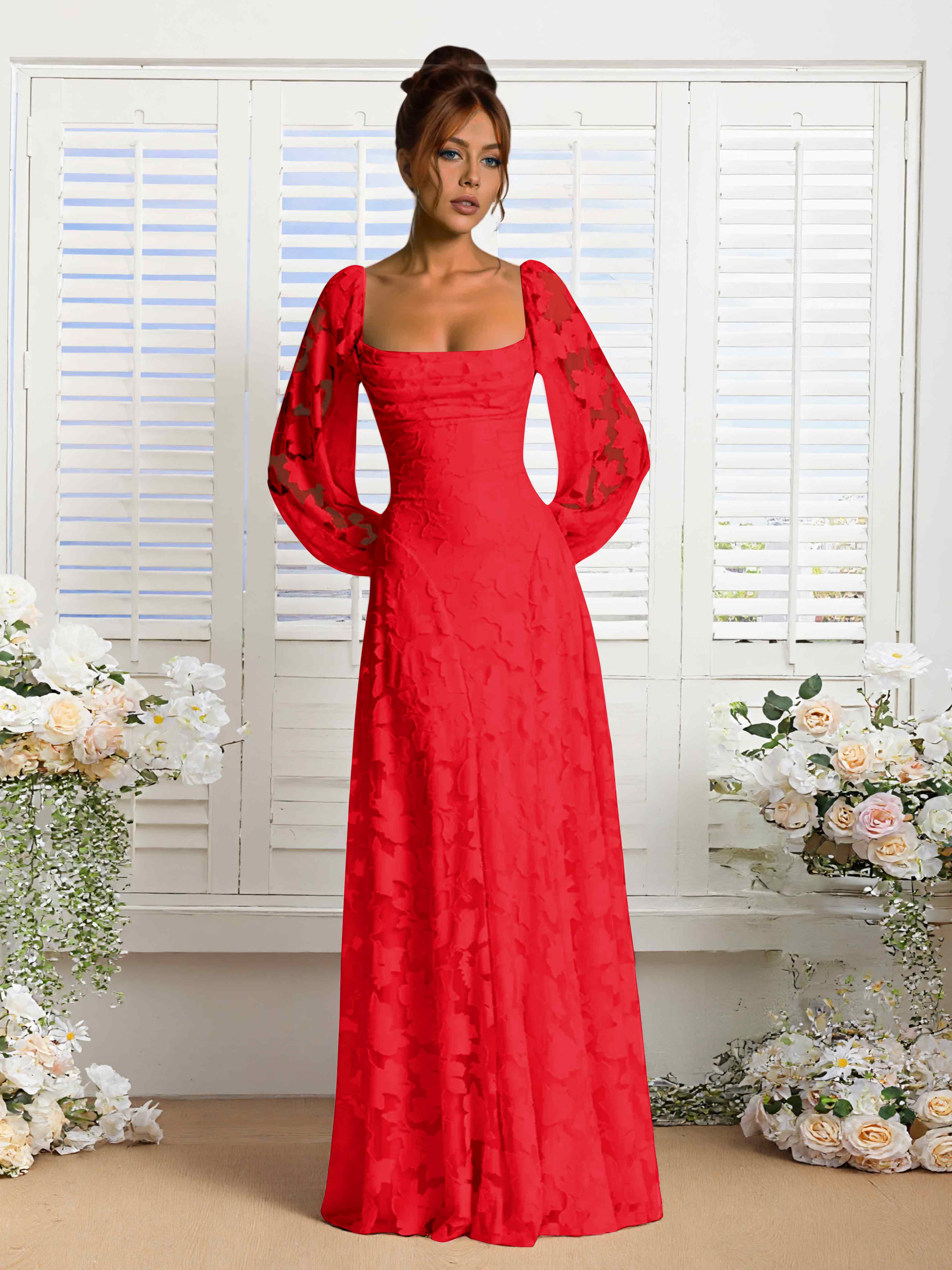 Robes De Demoiselle D'Honneur En Dentelle À Manches Longues Xandra