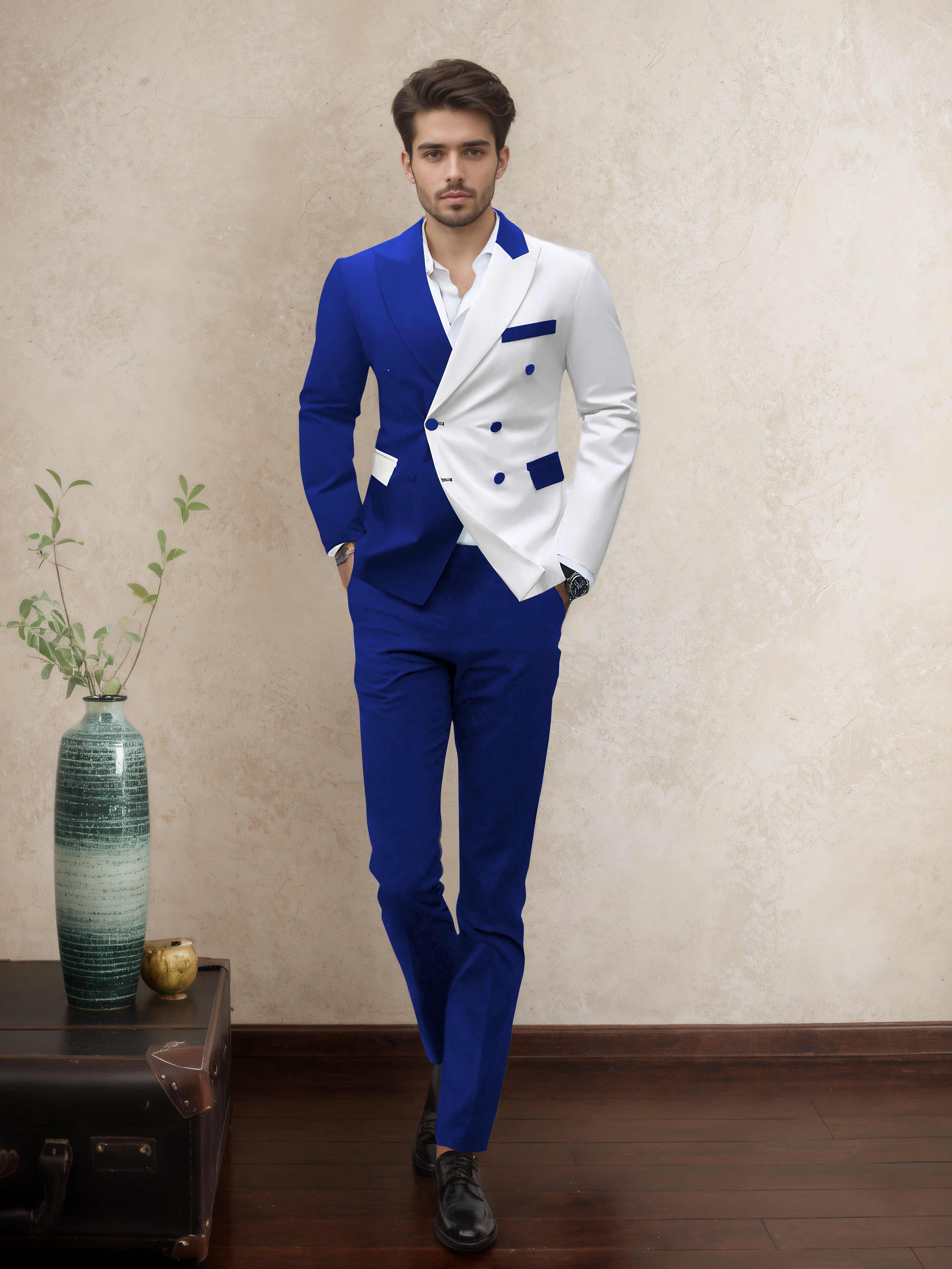 Costume Homme Soirée 2 Pièces À Double Boutonnage Revers À Cran Sophistiqué