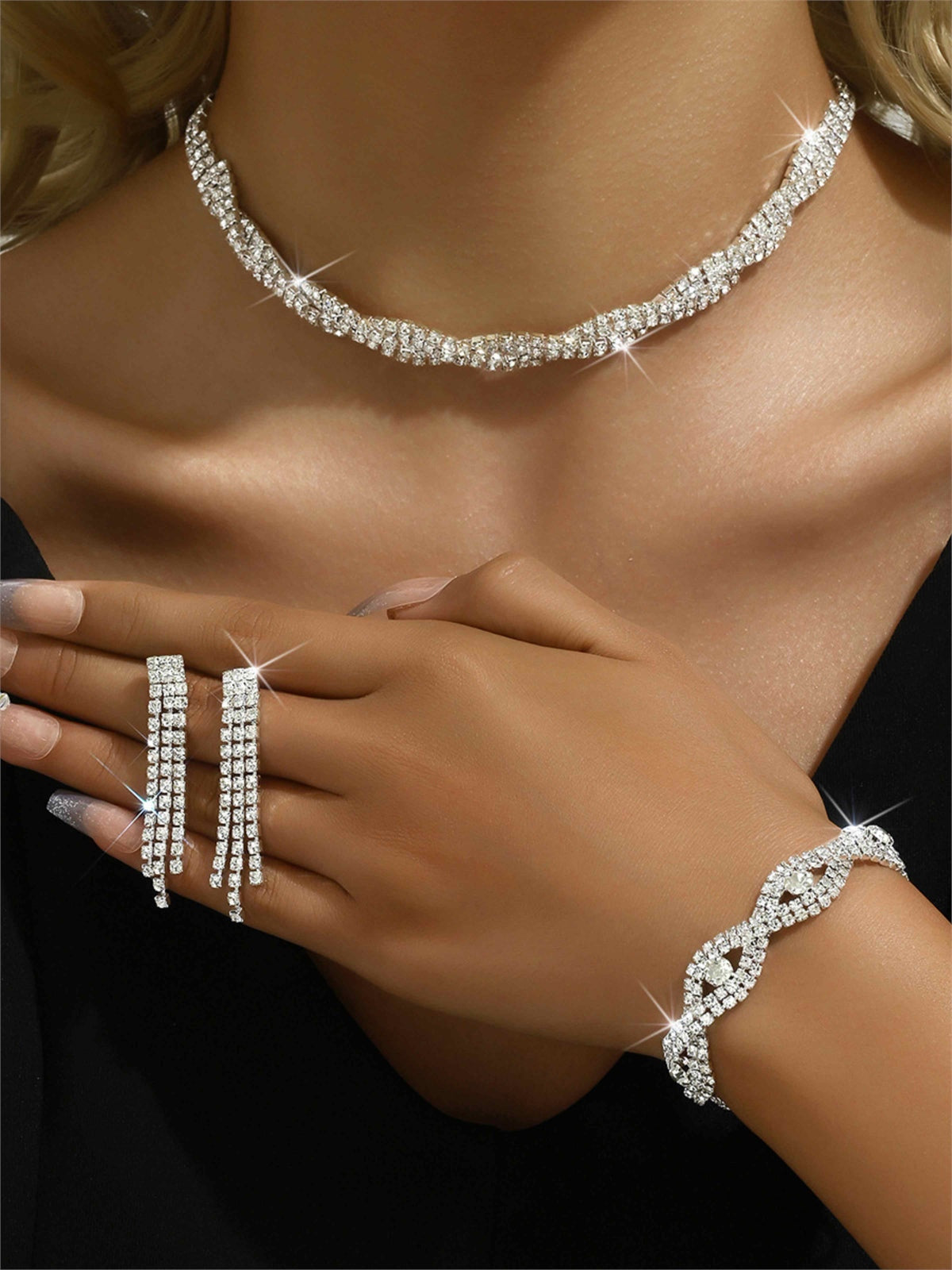 Parure De Bijoux Habillée En Strass
