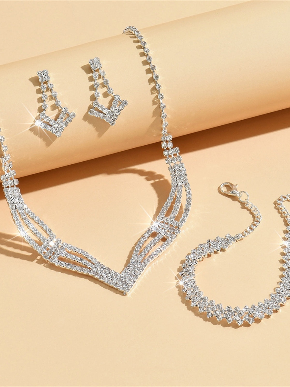 Parure D'Accessoires De Mariée étincelante En Cristal