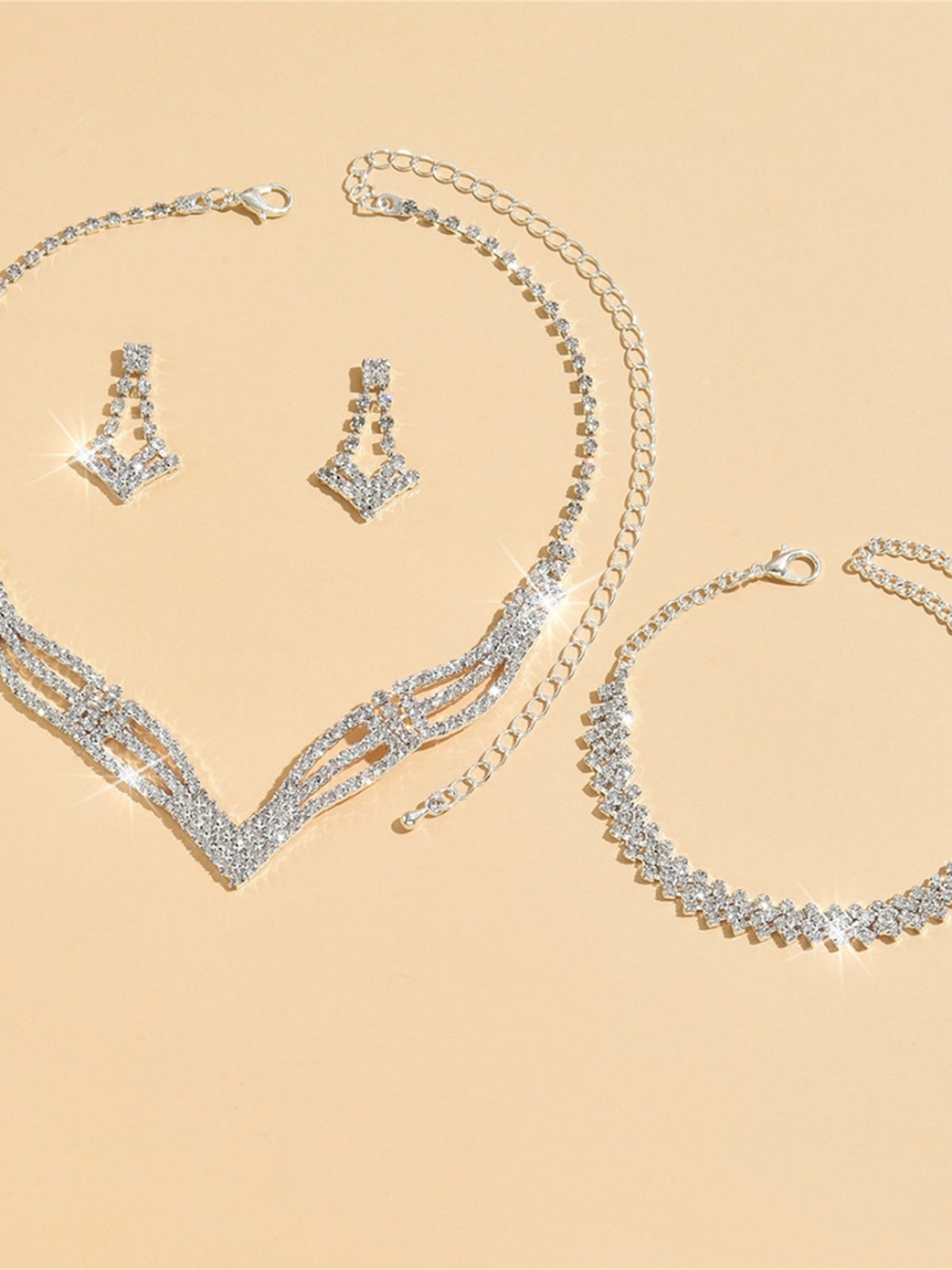 Parure D'Accessoires De Mariée étincelante En Cristal