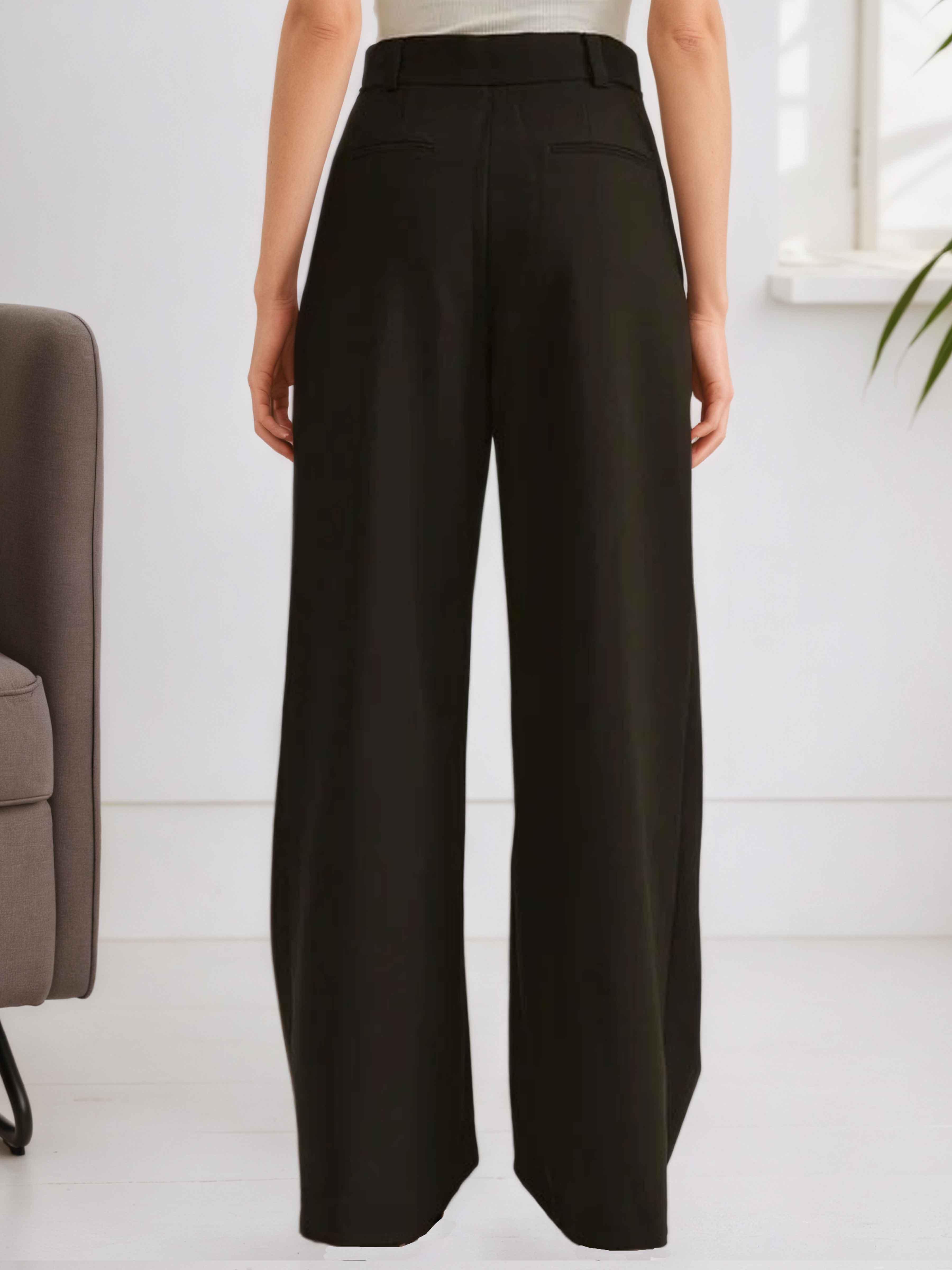 Tailleur-Pantalon En Coupe Sculptante À Jambes Larges Style Moderne Femme