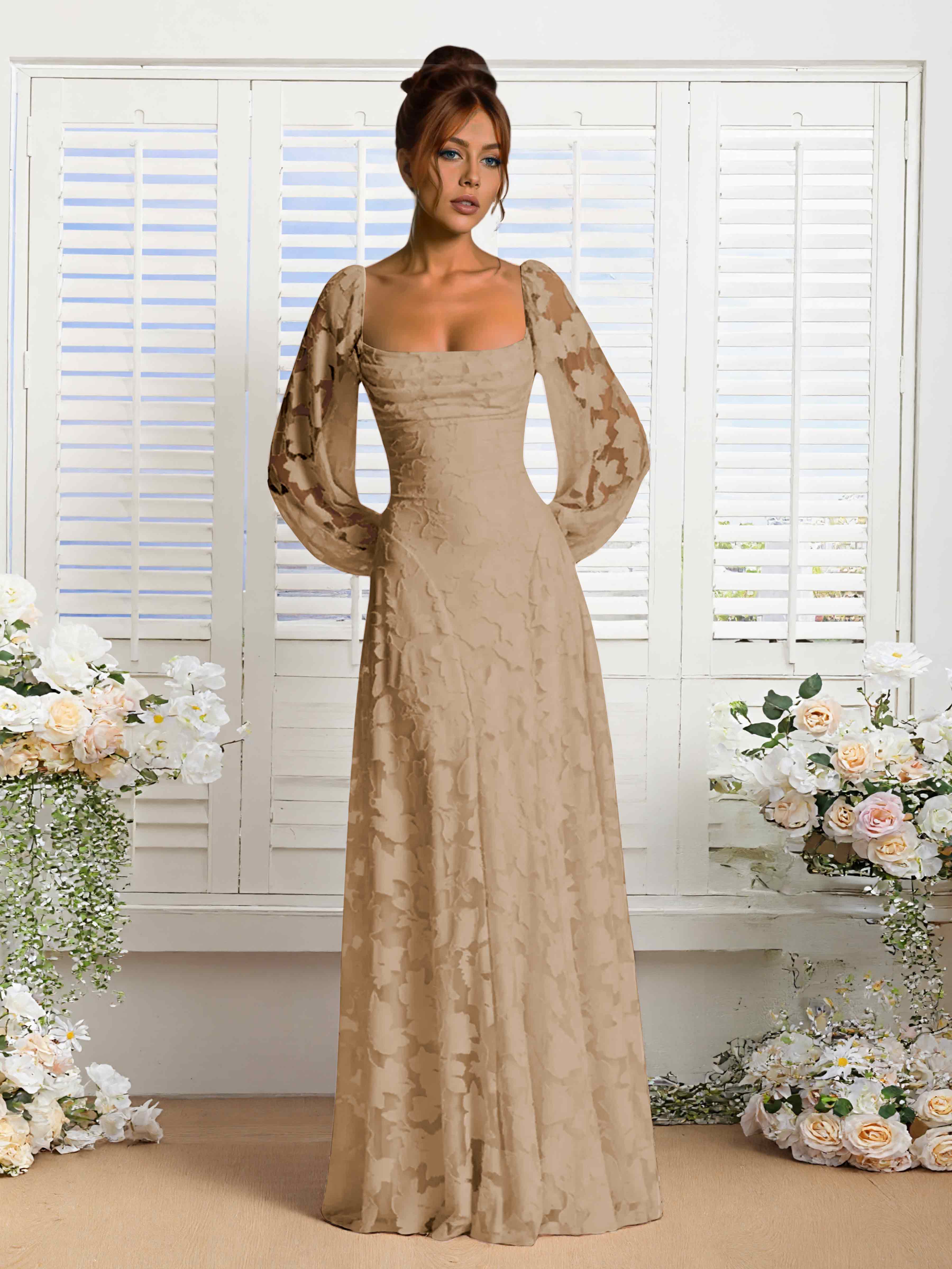 Robes De Demoiselle D'Honneur En Dentelle À Manches Longues Xandra