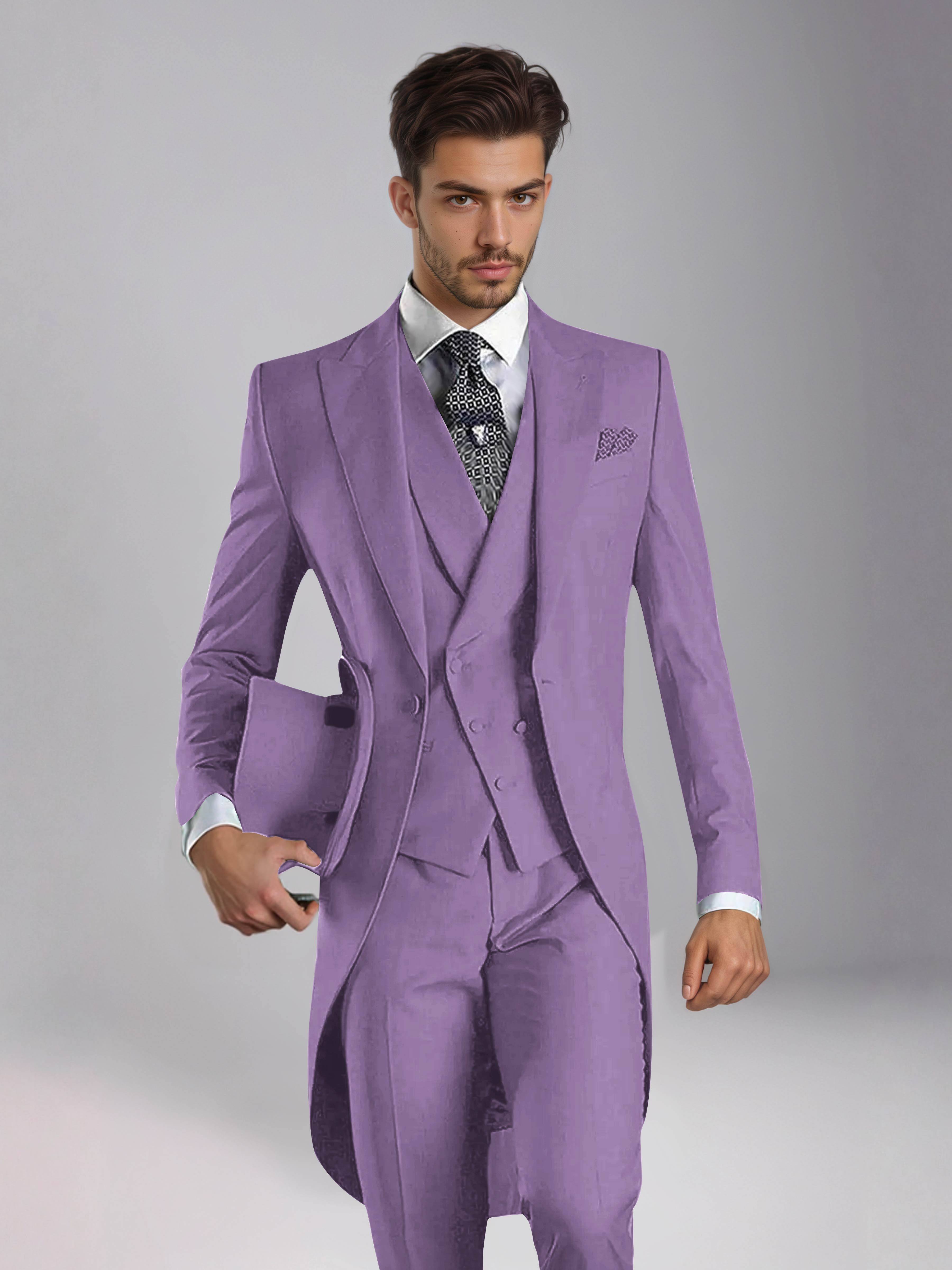 Smoking 3 Pièces Homme – Queue De Pie Revers Pointus, Coupe Ajustée, Mariage Ou Bal