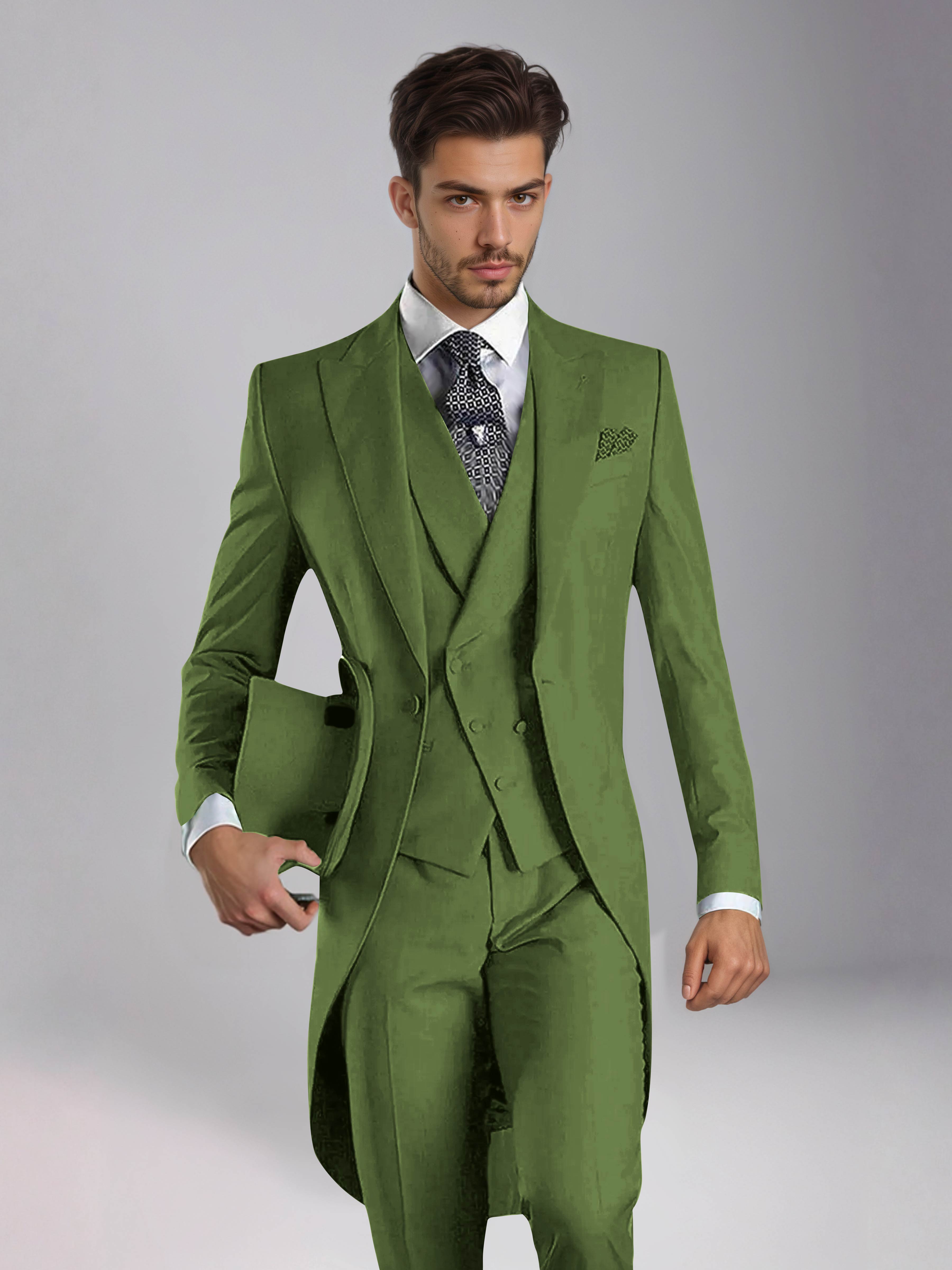 Smoking 3 Pièces Homme – Queue De Pie Revers Pointus, Coupe Ajustée, Mariage Ou Bal
