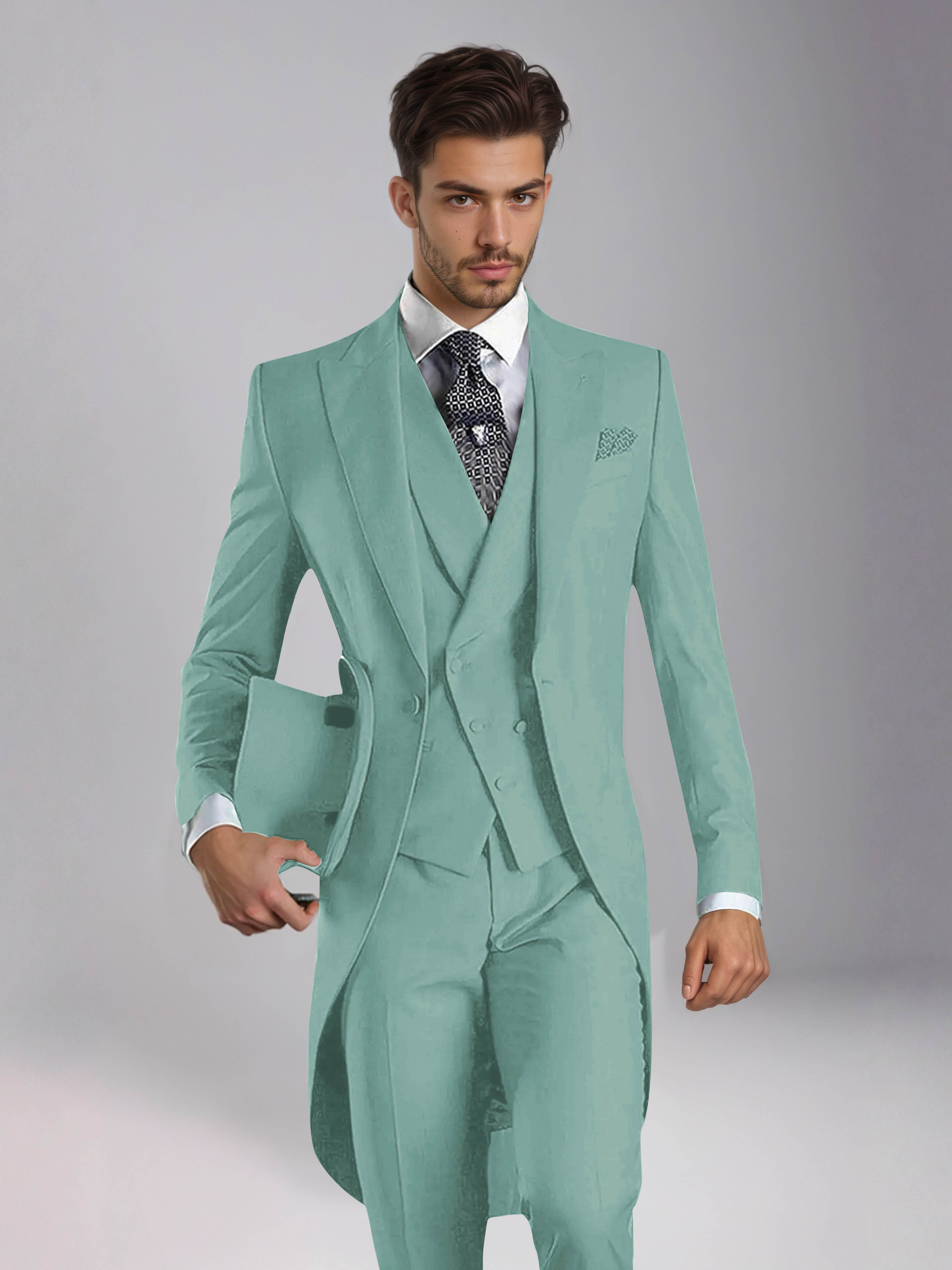 Smoking 3 Pièces Homme – Queue De Pie Revers Pointus, Coupe Ajustée, Mariage Ou Bal