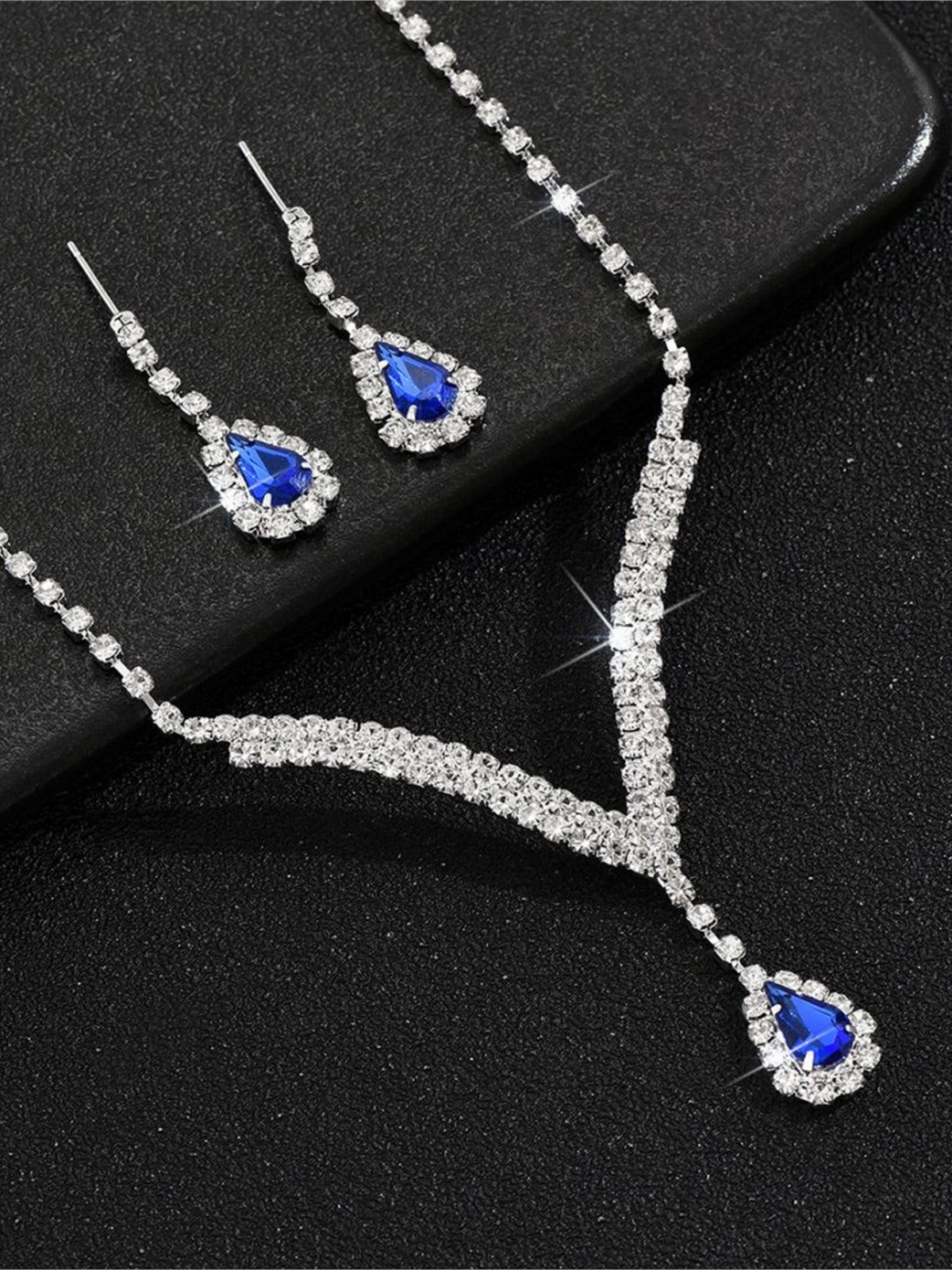 Parure De Bijoux En Cristal En Forme De V Et De Goutte
