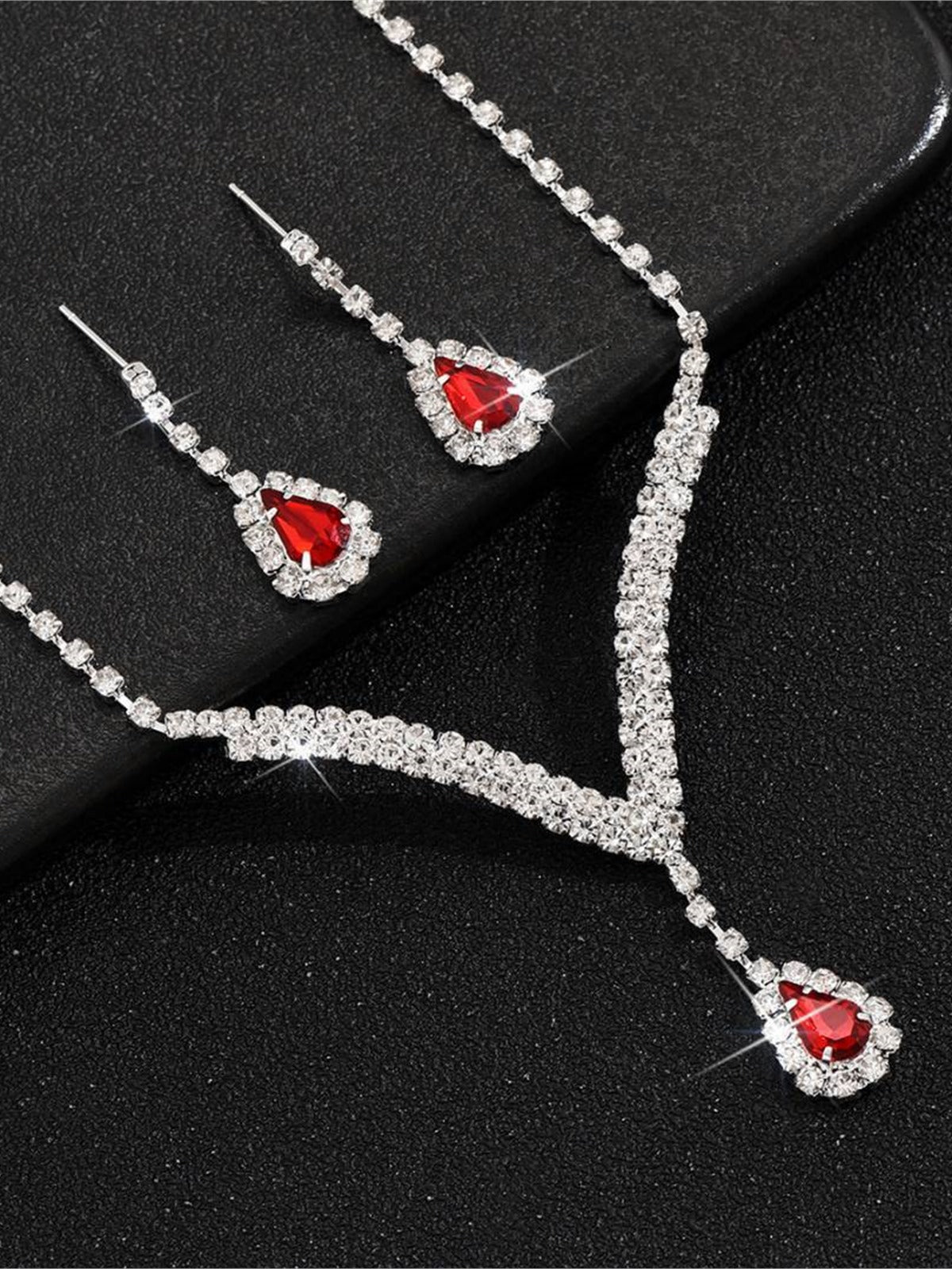 Parure De Bijoux En Cristal En Forme De V Et De Goutte