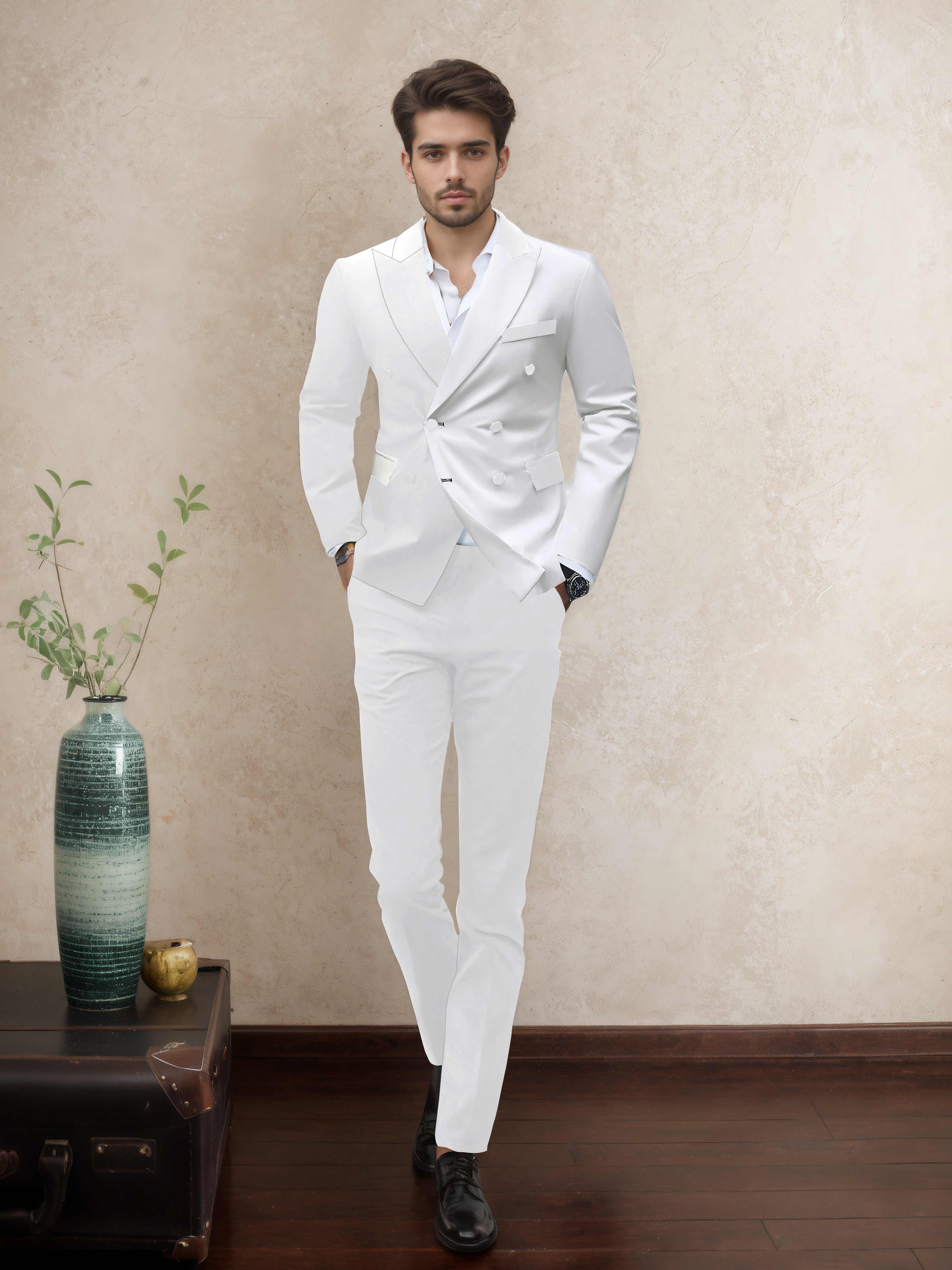 Costume Homme Soirée 2 Pièces À Double Boutonnage Revers À Cran Sophistiqué