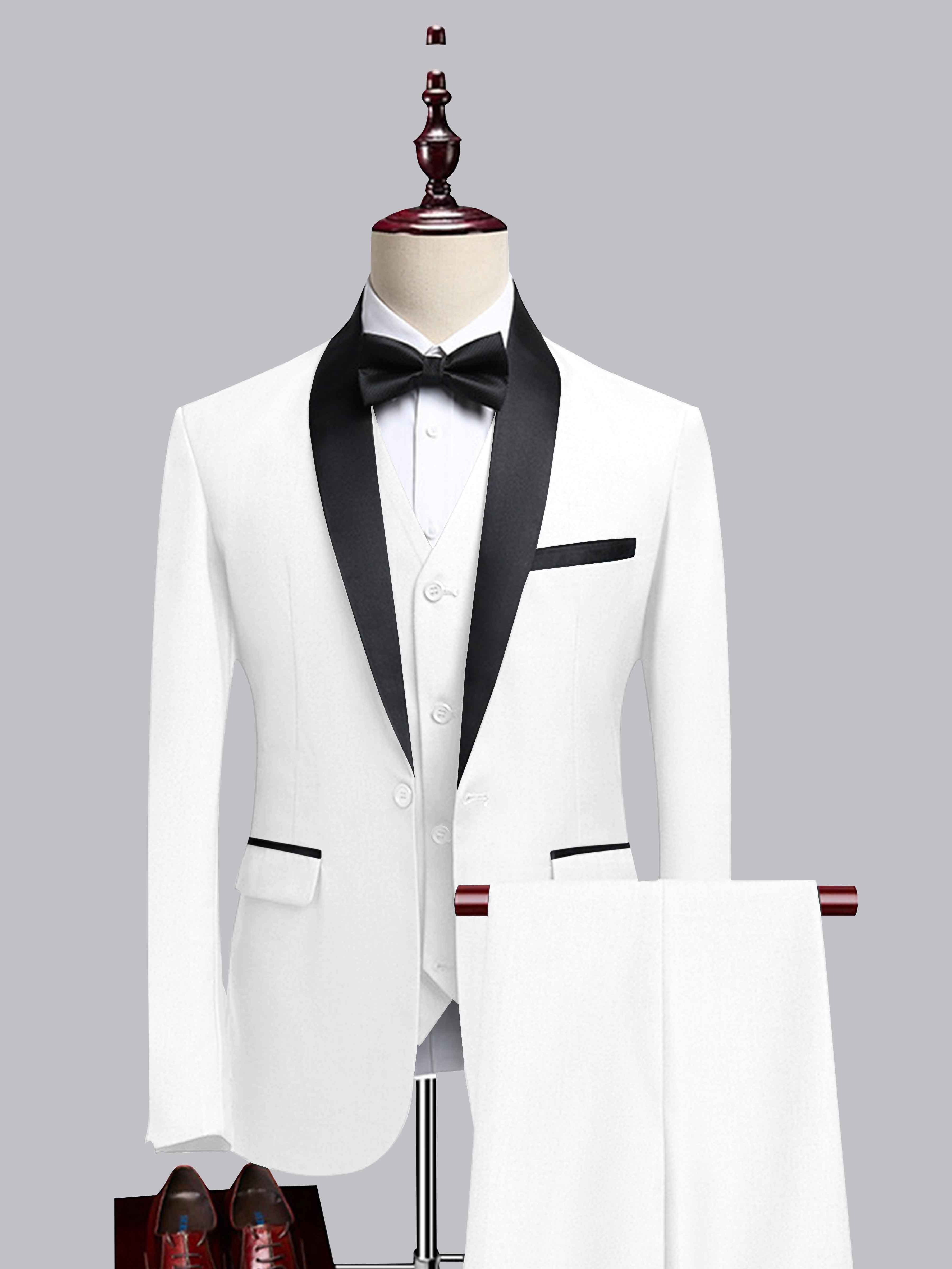 Costume Homme 3 Pièces À Bordure Contrastante Revers Châle Pour Mariage