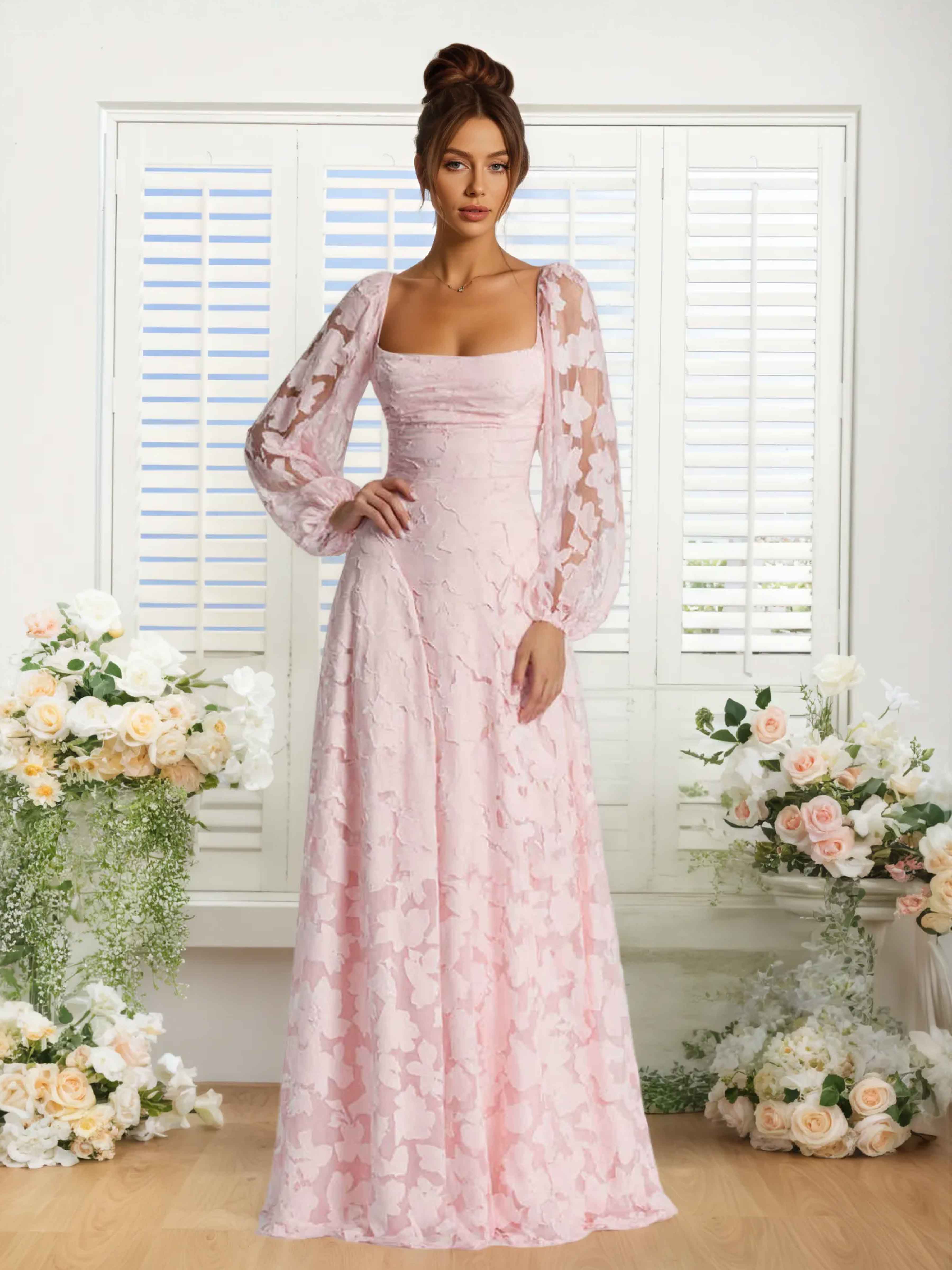 Robes De Demoiselle D'Honneur En Dentelle À Manches Longues Xandra