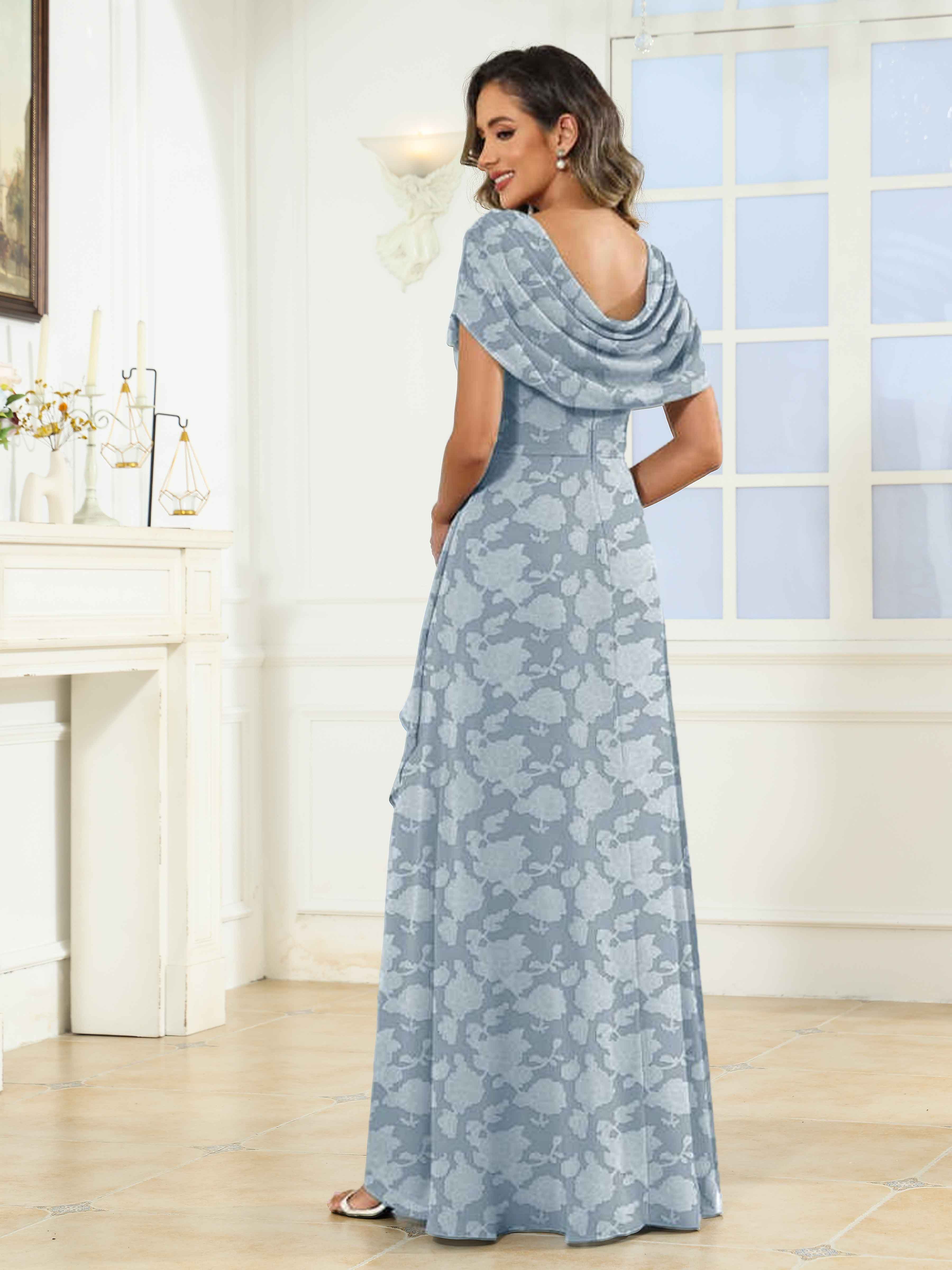 Robes Mère De La Mariée À Col Bénitier Perles Dentelle Jacquard Fleur