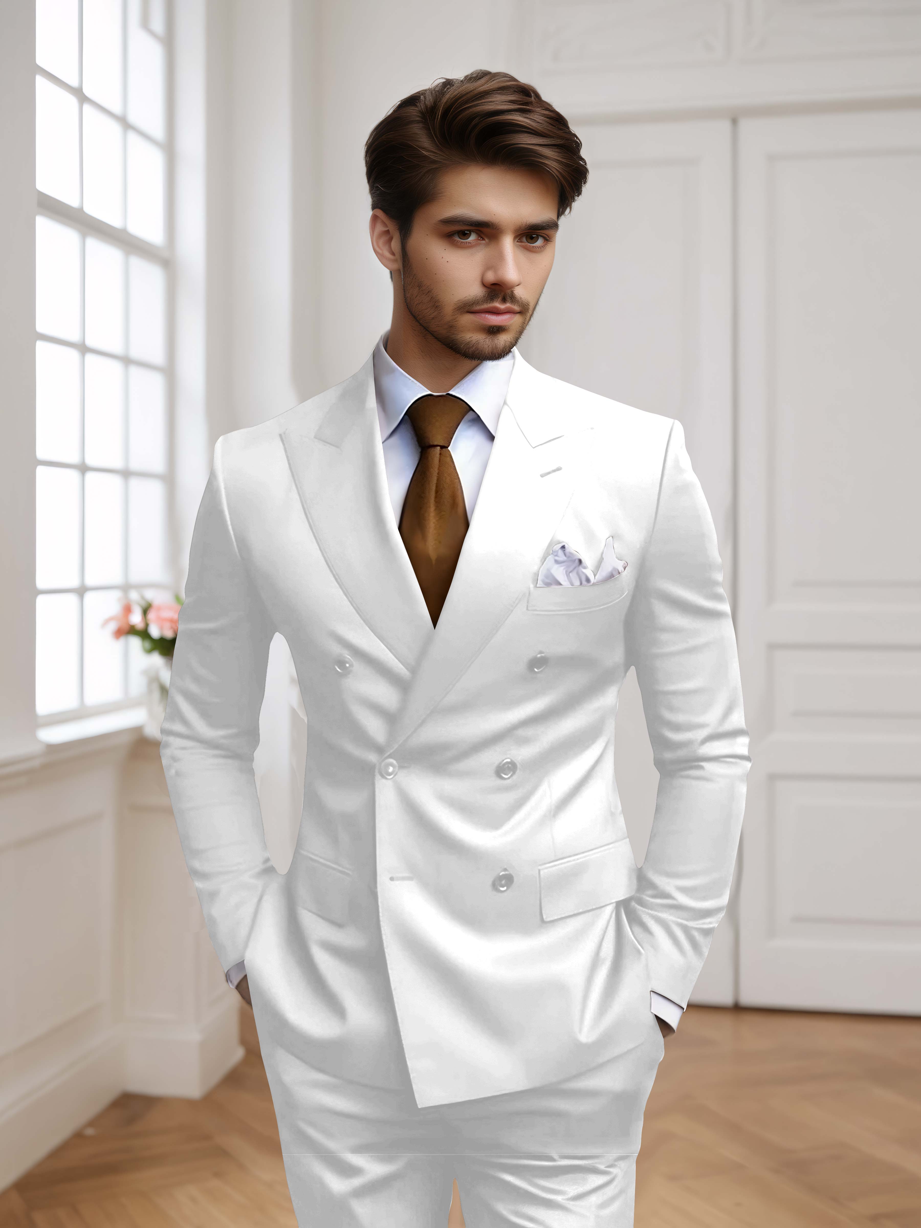 Costume Homme 2 Pièces Ajusté À Double Boutonnage